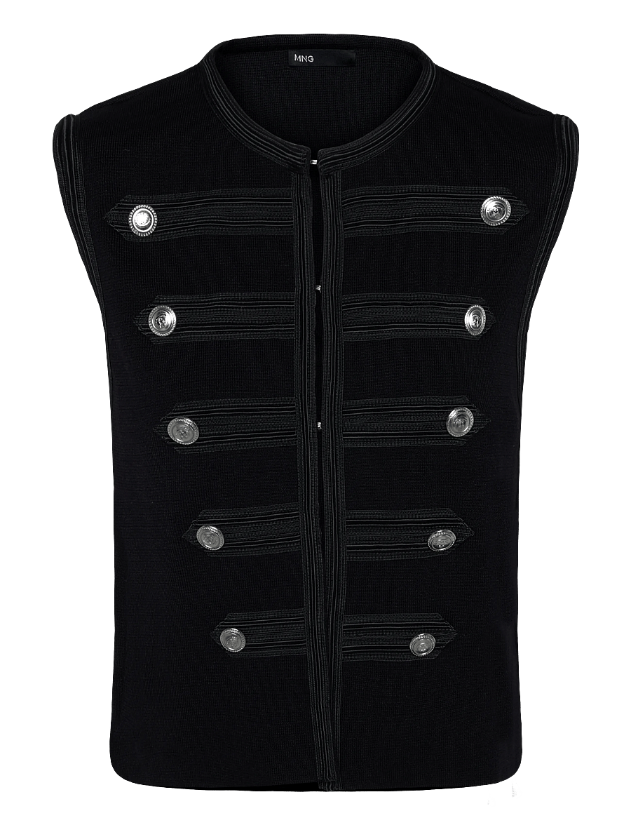 Mango - Knitted gilet with buttons - strikveste - black - 1