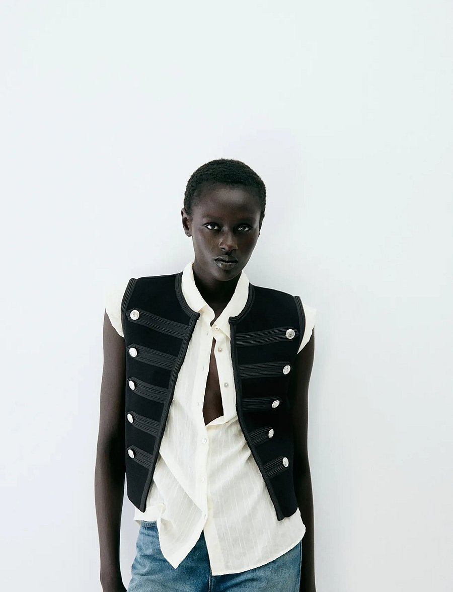 Mango - Knitted gilet with buttons - strikveste - black - 0