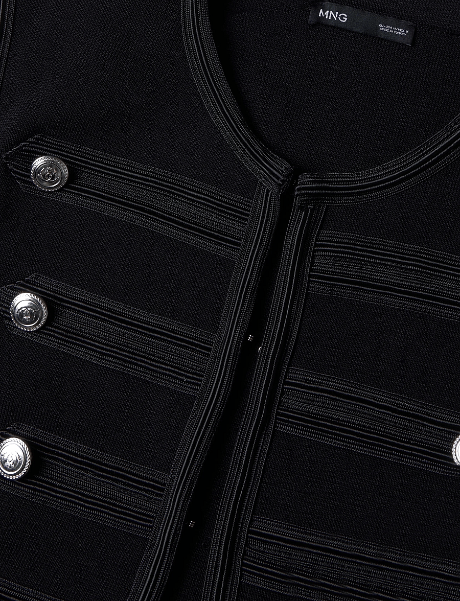 Mango - Knitted gilet with buttons - strikveste - black - 4