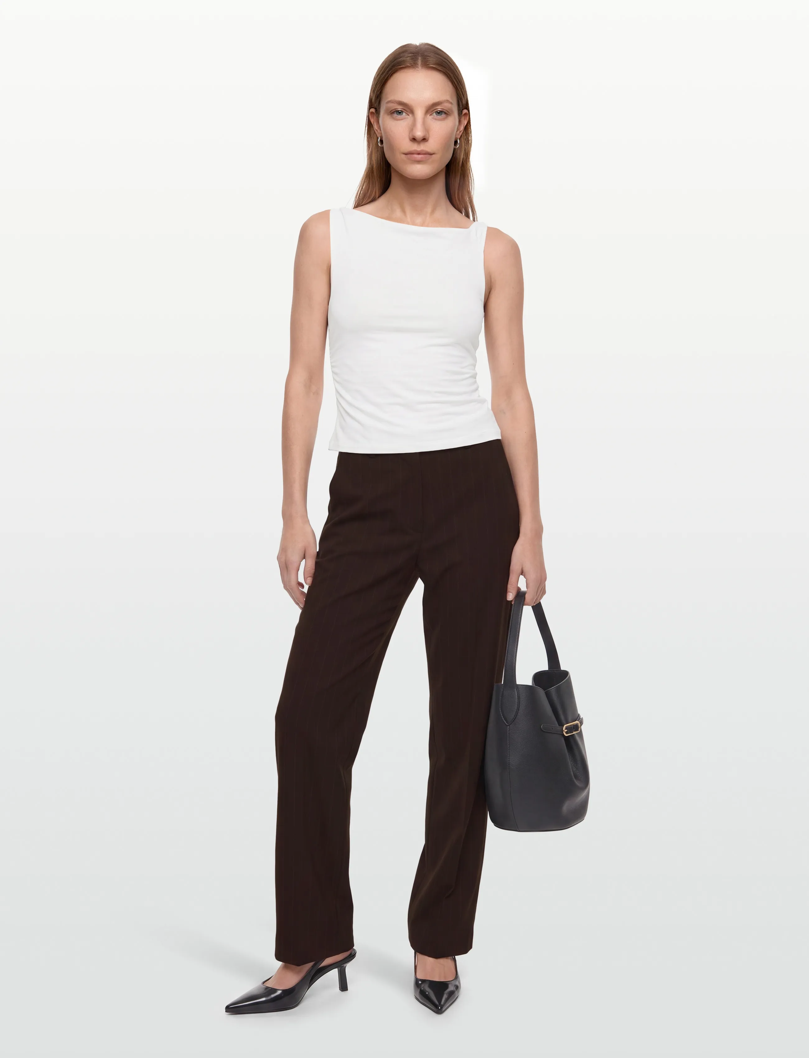 Mango Straight-Fit Suit Trousers, 36, Brown, Bukser > Lige Ben, Dame