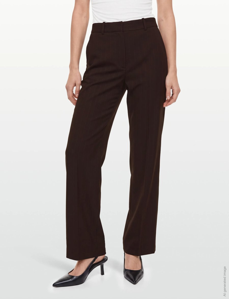 Mango - Pinstripe suit trousers - raka byxor - brown - 3
