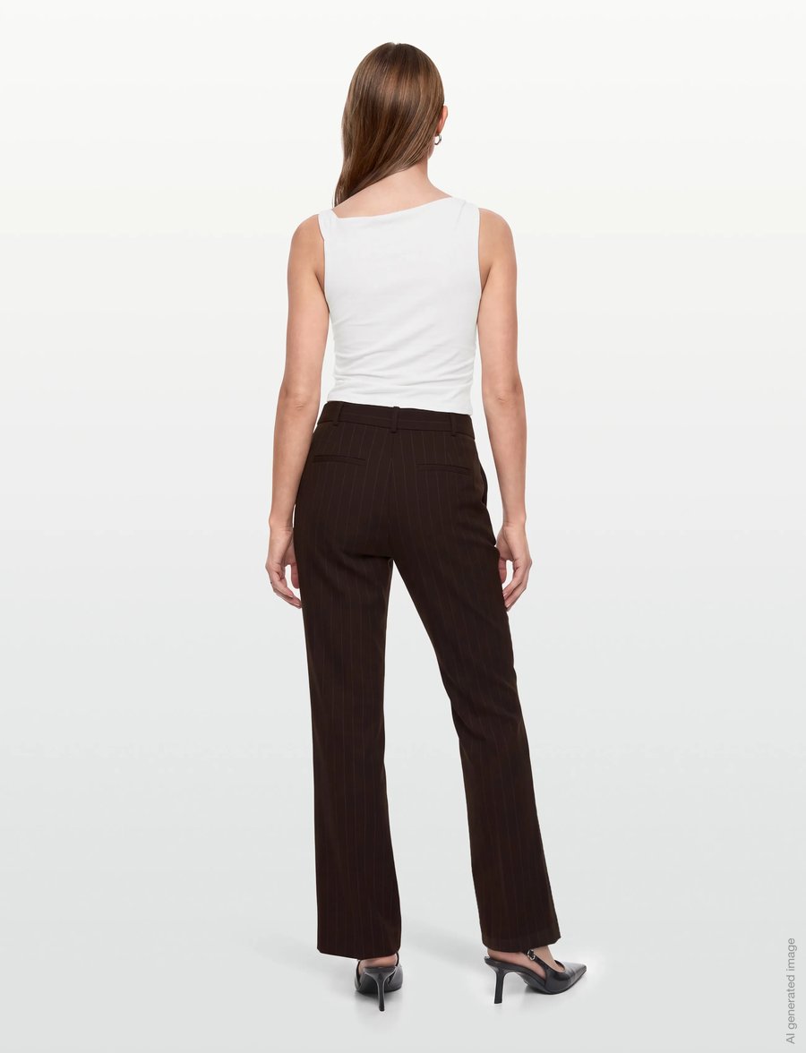 Mango - Pinstripe suit trousers - raka byxor - brown - 4