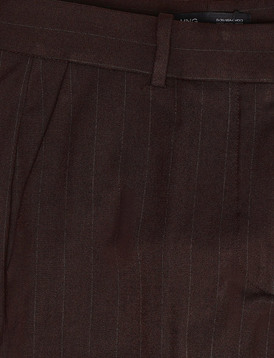 Mango - Pinstripe suit trousers - raka byxor - brown - 5