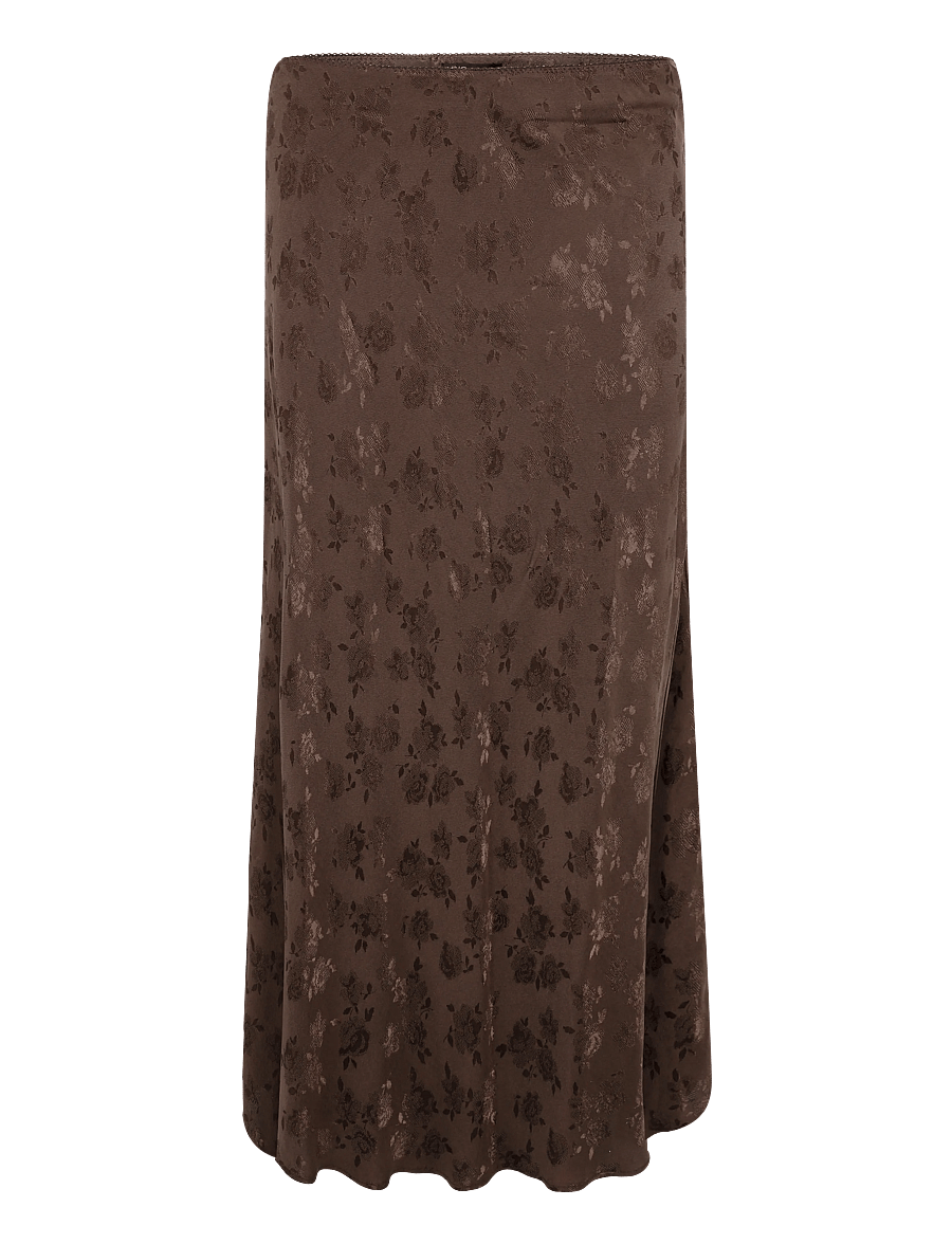Mango - Jacquard flared skirt - satinnederdele - brown - 0
