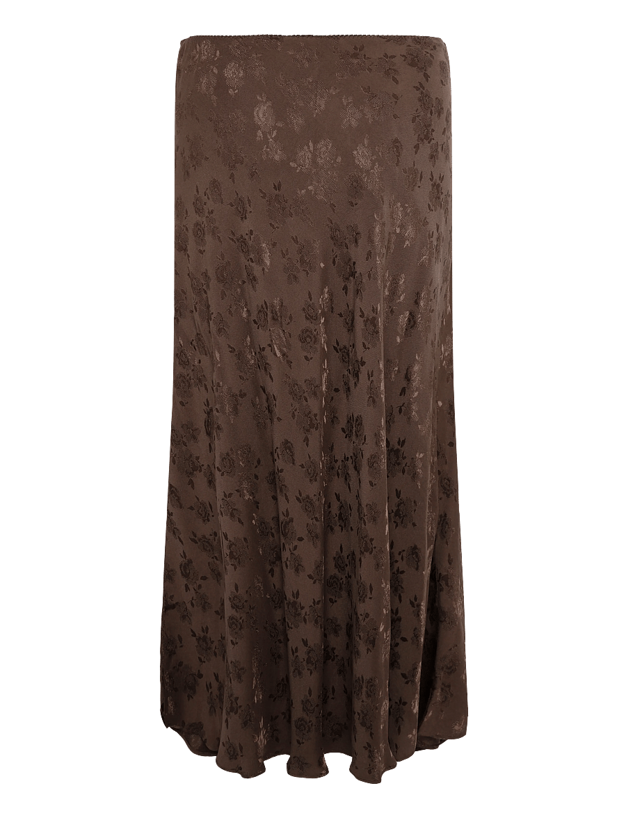 Mango - Jacquard flared skirt - satinnederdele - brown - 1
