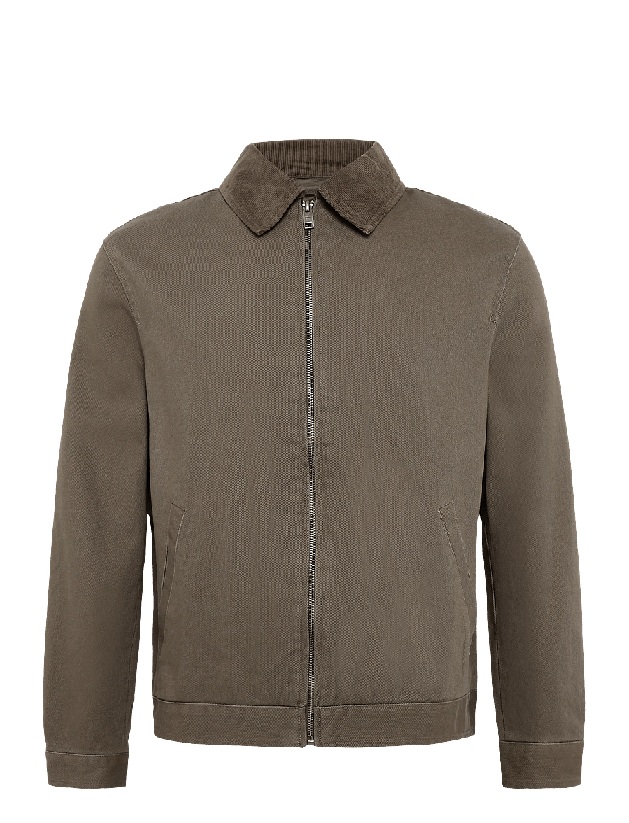 Mango - Corduroy collar denim jacket - forede denimjakker - brown - 1