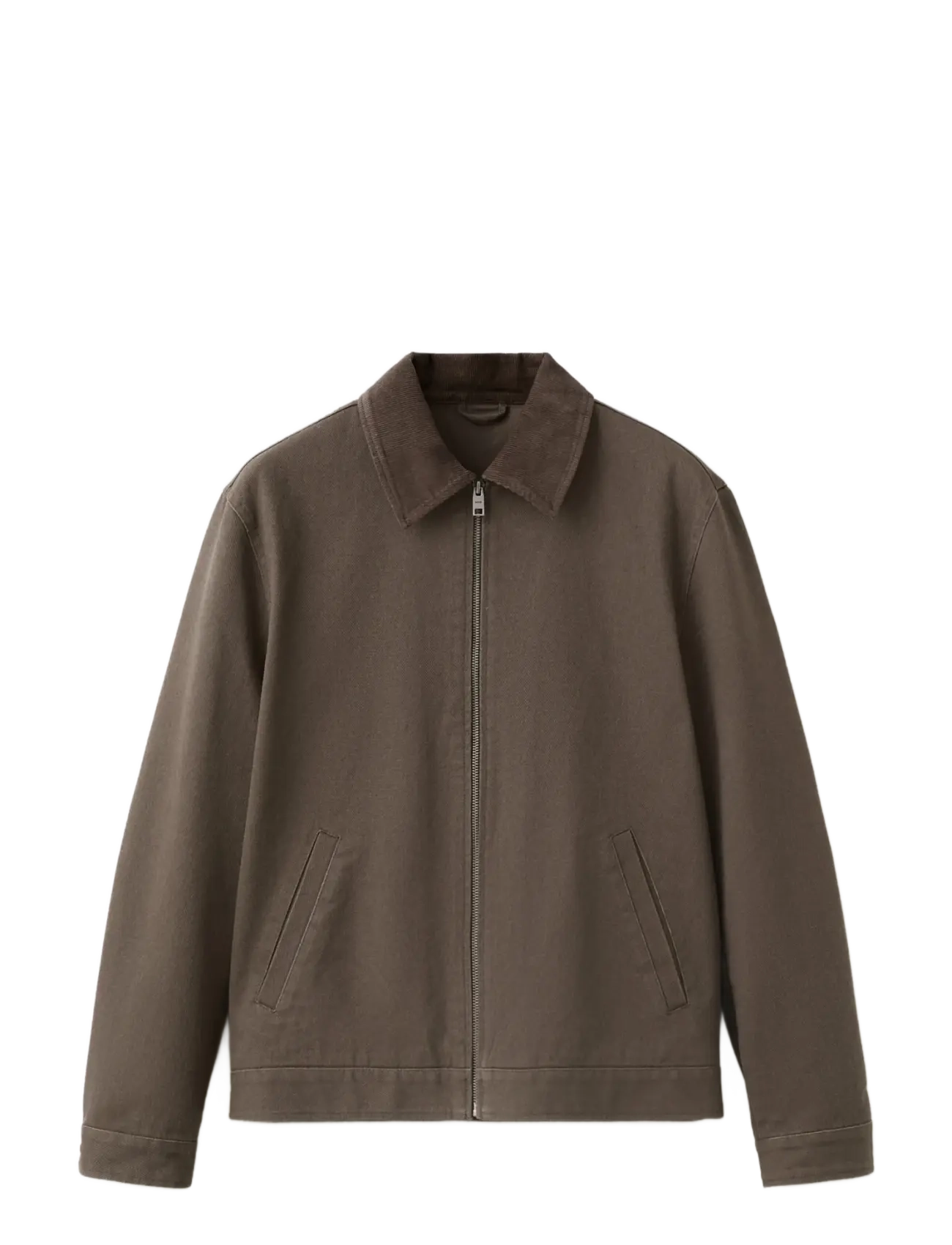 Mango - Corduroy collar denim jacket - forede denimjakker - brown - 1