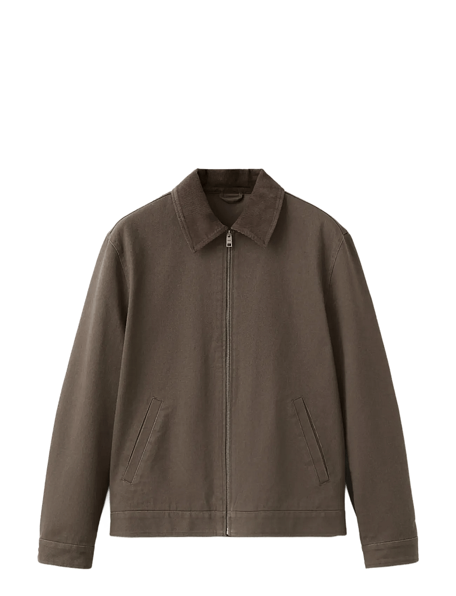 Mango - Corduroy collar denim jacket - forede denimjakker - brown - 1