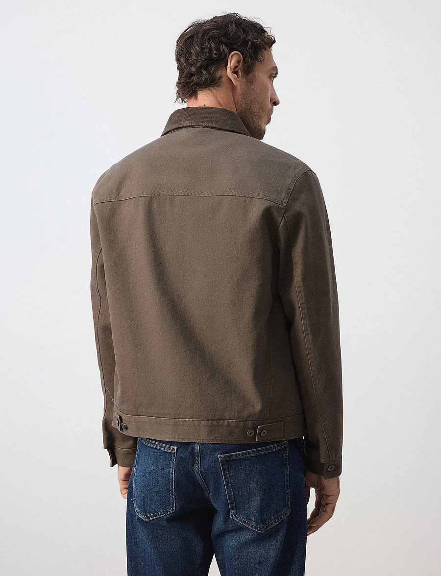 Mango - Corduroy collar denim jacket - forede denimjakker - brown - 2