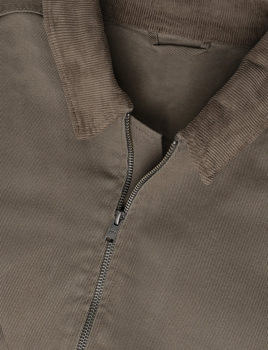 Mango - Corduroy collar denim jacket - forede denimjakker - brown - 4
