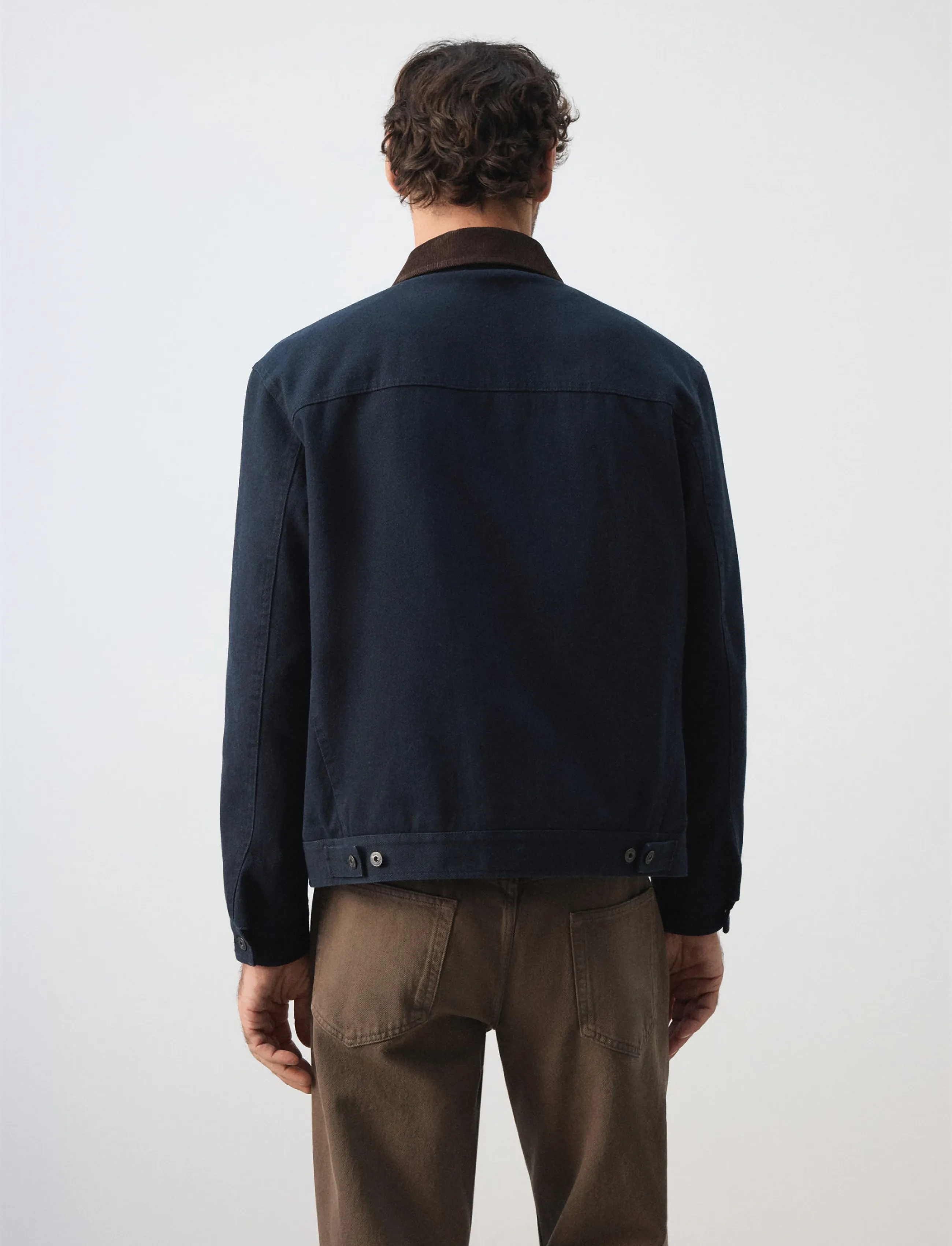 Mango - Corduroy collar denim jacket - forede denimjakker - navy - 2