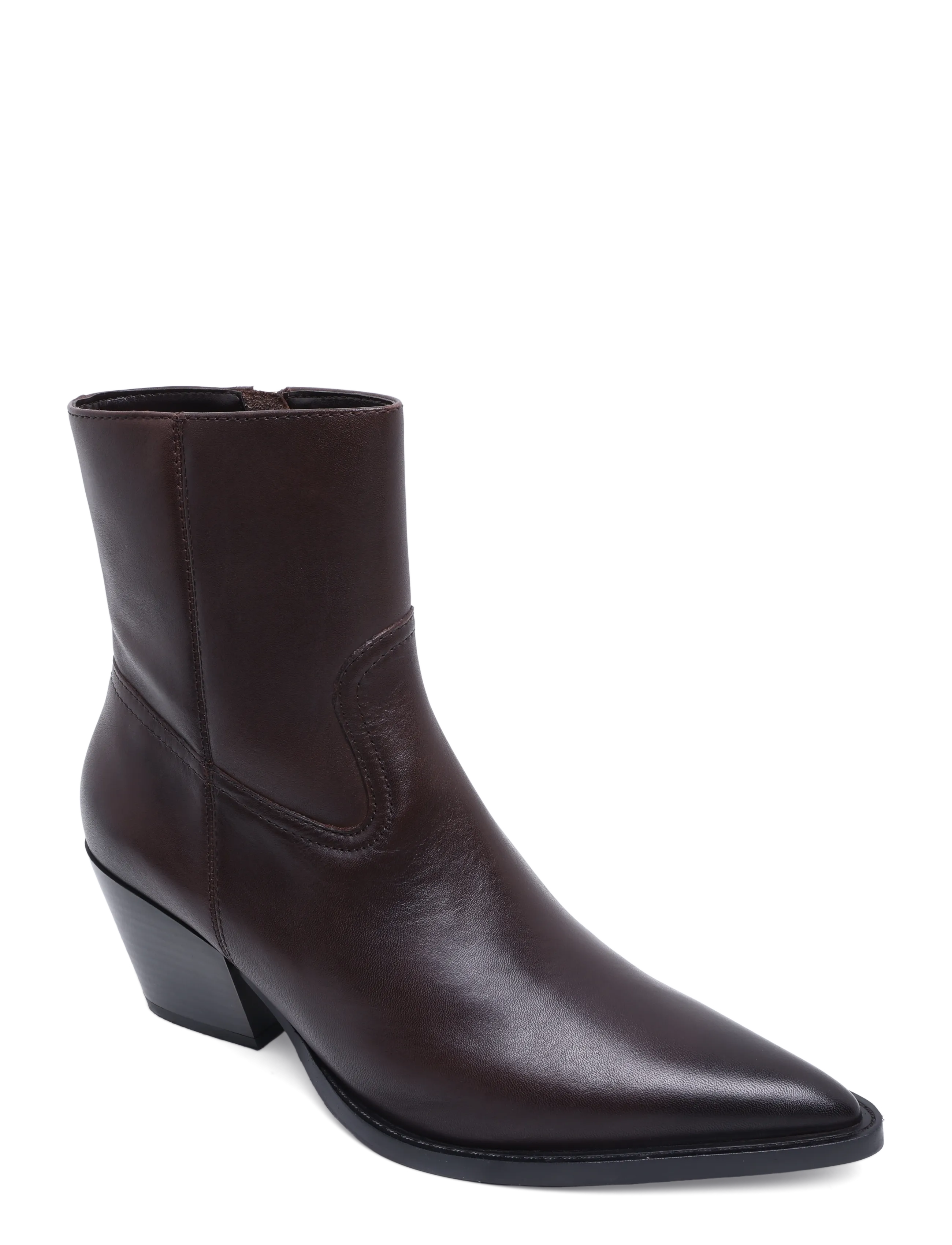 Mango Leather pointed ankle boots - Streetstyle - DARK BROWN / brown