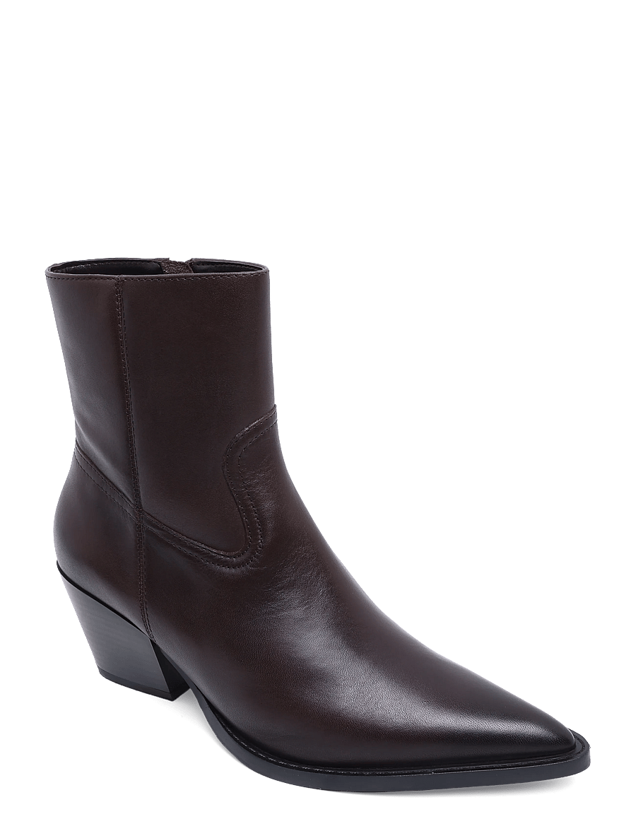 Mango - Leather pointed ankle boots - støvletter - dark brown - 0
