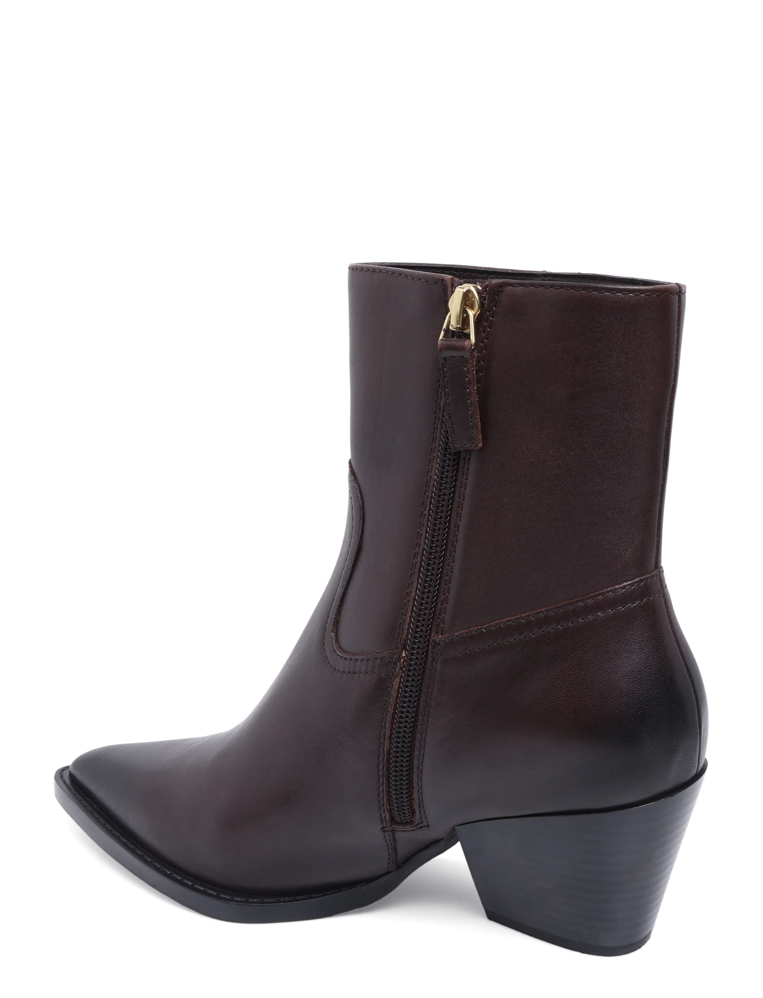Mango - Leather pointed ankle boots - dark brown - 1