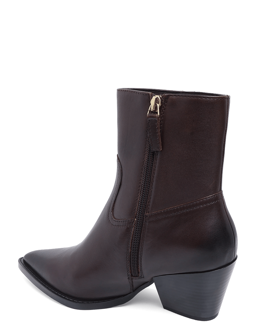 Mango - Leather pointed ankle boots - støvletter - dark brown - 1