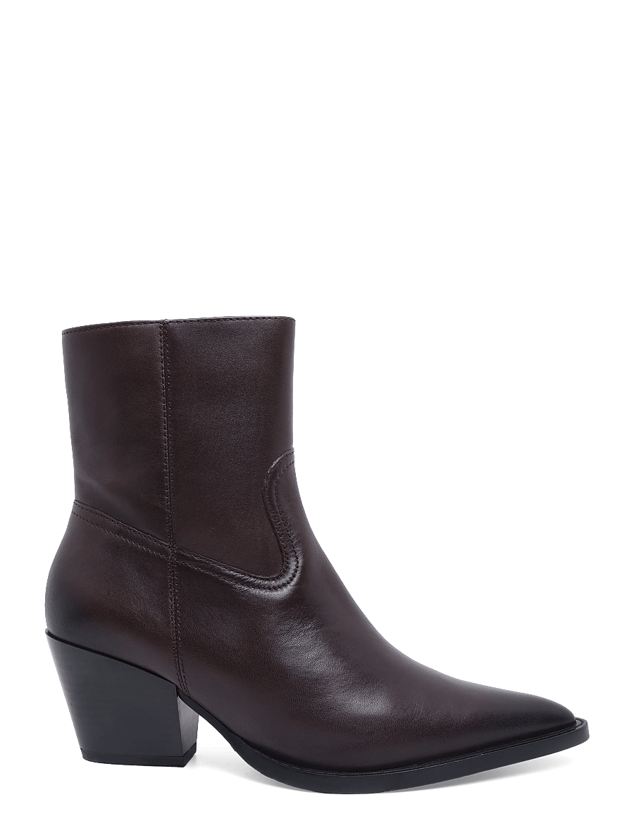 Mango - Leather pointed ankle boots - støvletter - dark brown - 2