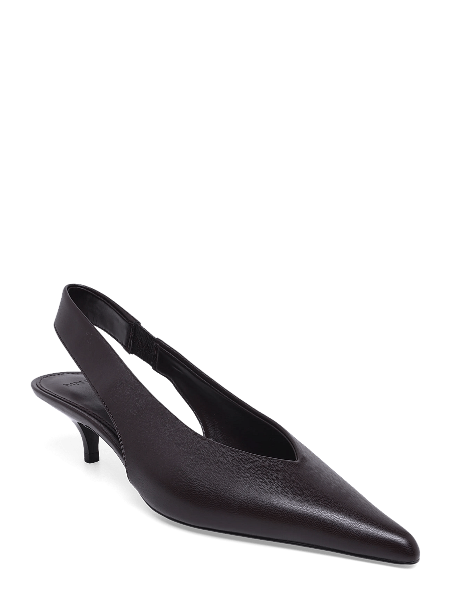 Mango - Kitten heel pointed toe shoe - slingbacks med hæle - dark brown - 0