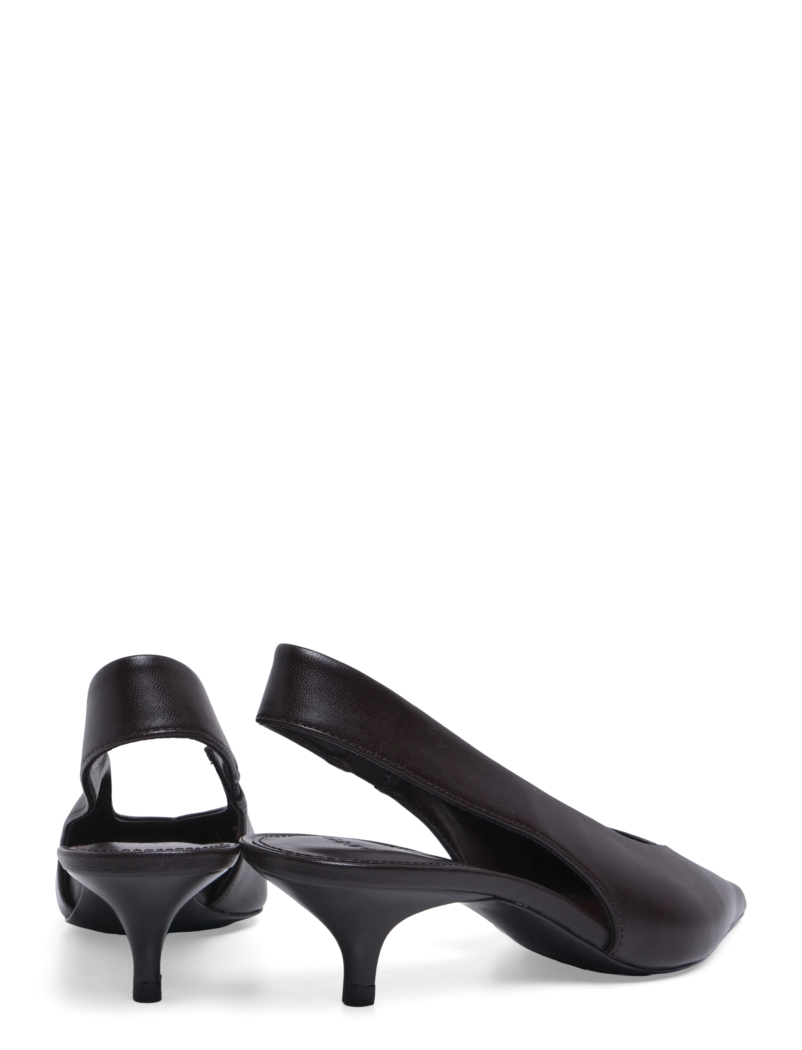 Mango - Kitten heel pointed toe shoe - slingbacks med hæle - dark brown - 4