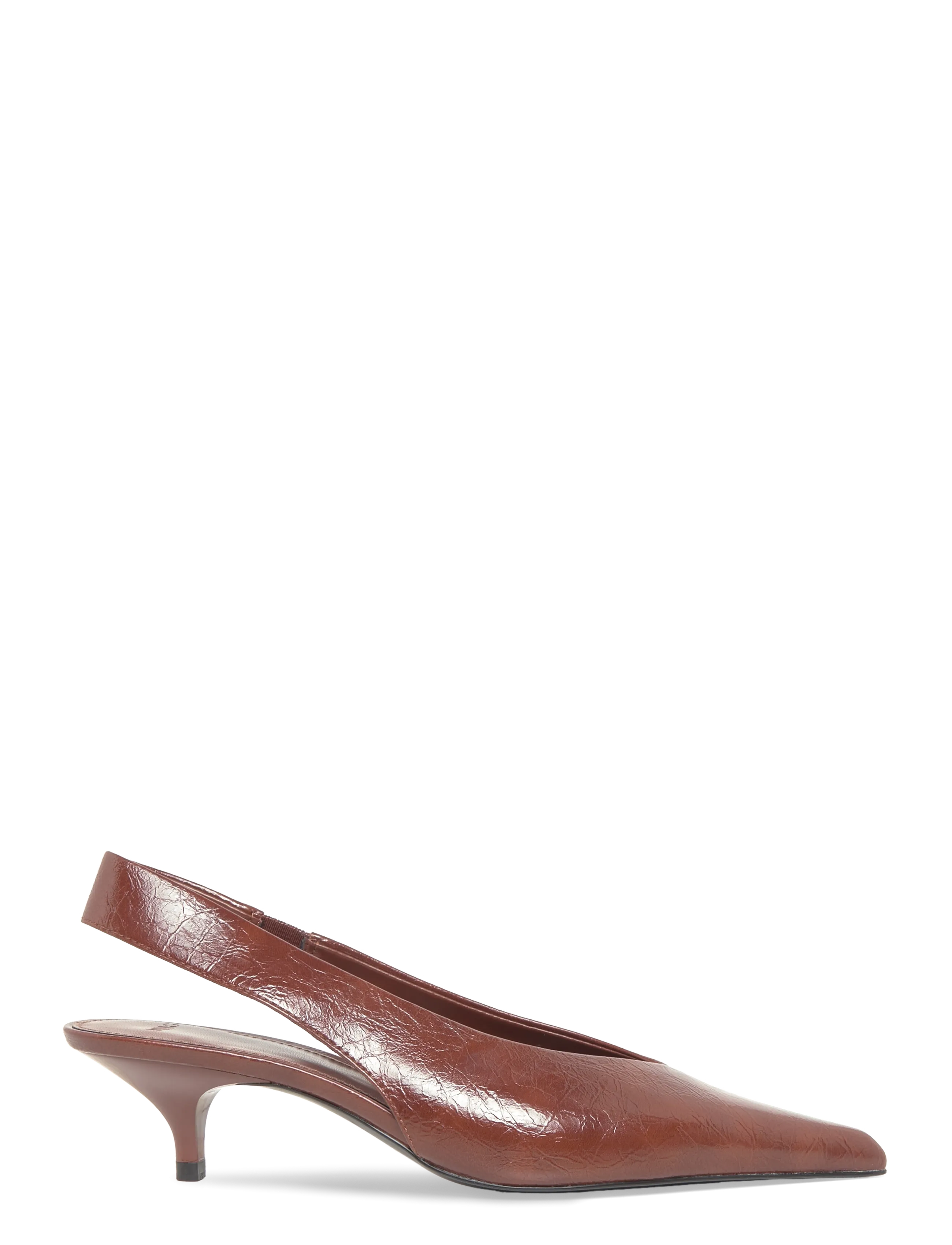 Mango Kitten Heel Pointed Toe Shoe - Brown - 36 3