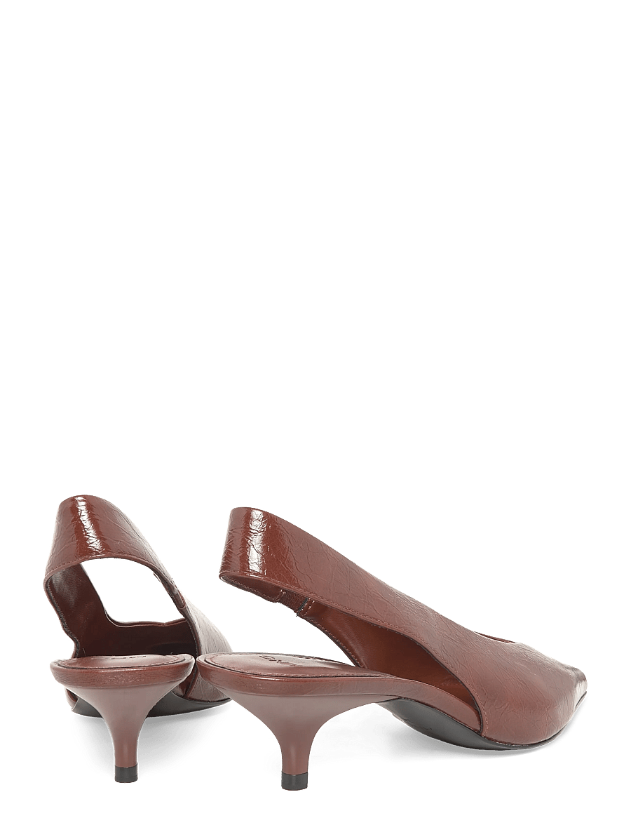 Mango - Kitten heel pointed toe shoe - slingbacks med hæle - dark brown - 4