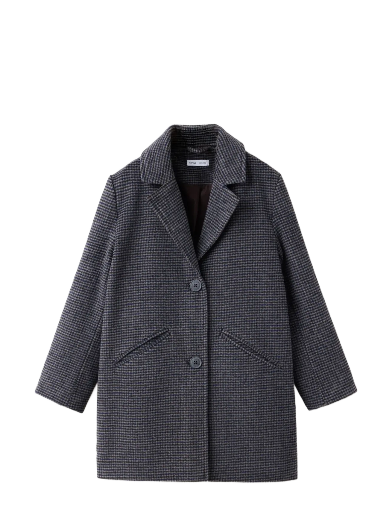 Mango Long houndstooth coat - Vinterjakker - DARK BROWN / brown