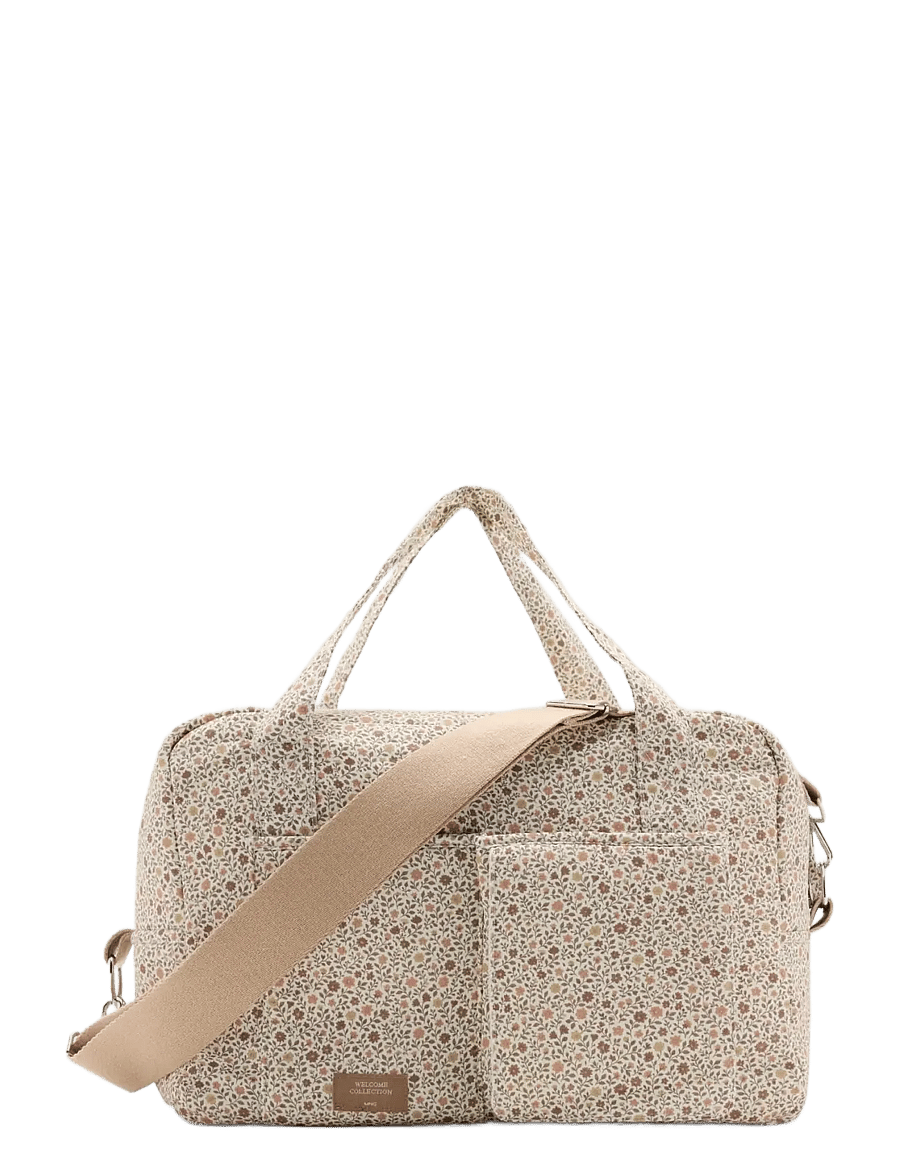 Mango - Floral print maternity bag - skötväskor - natural white - 0