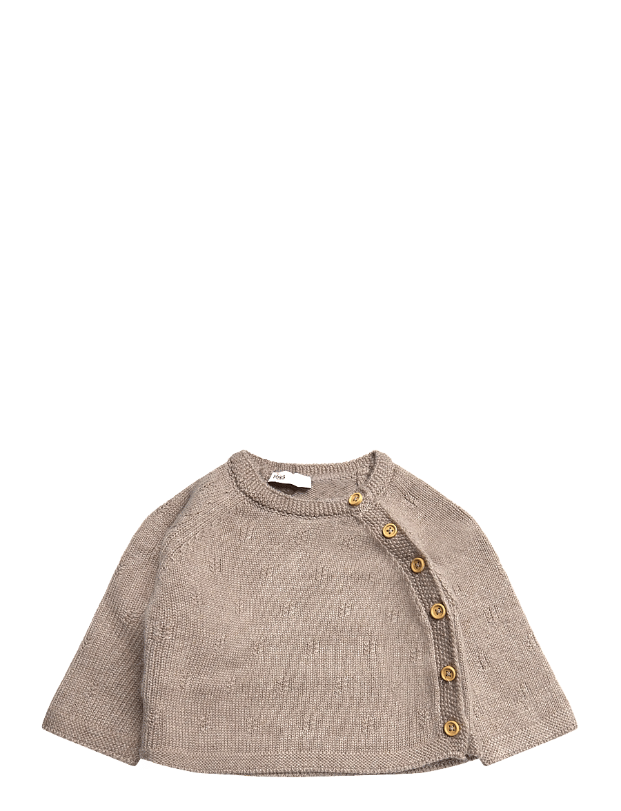 Mango - Buttoned knit sweater - trøjer - medium brown - 0