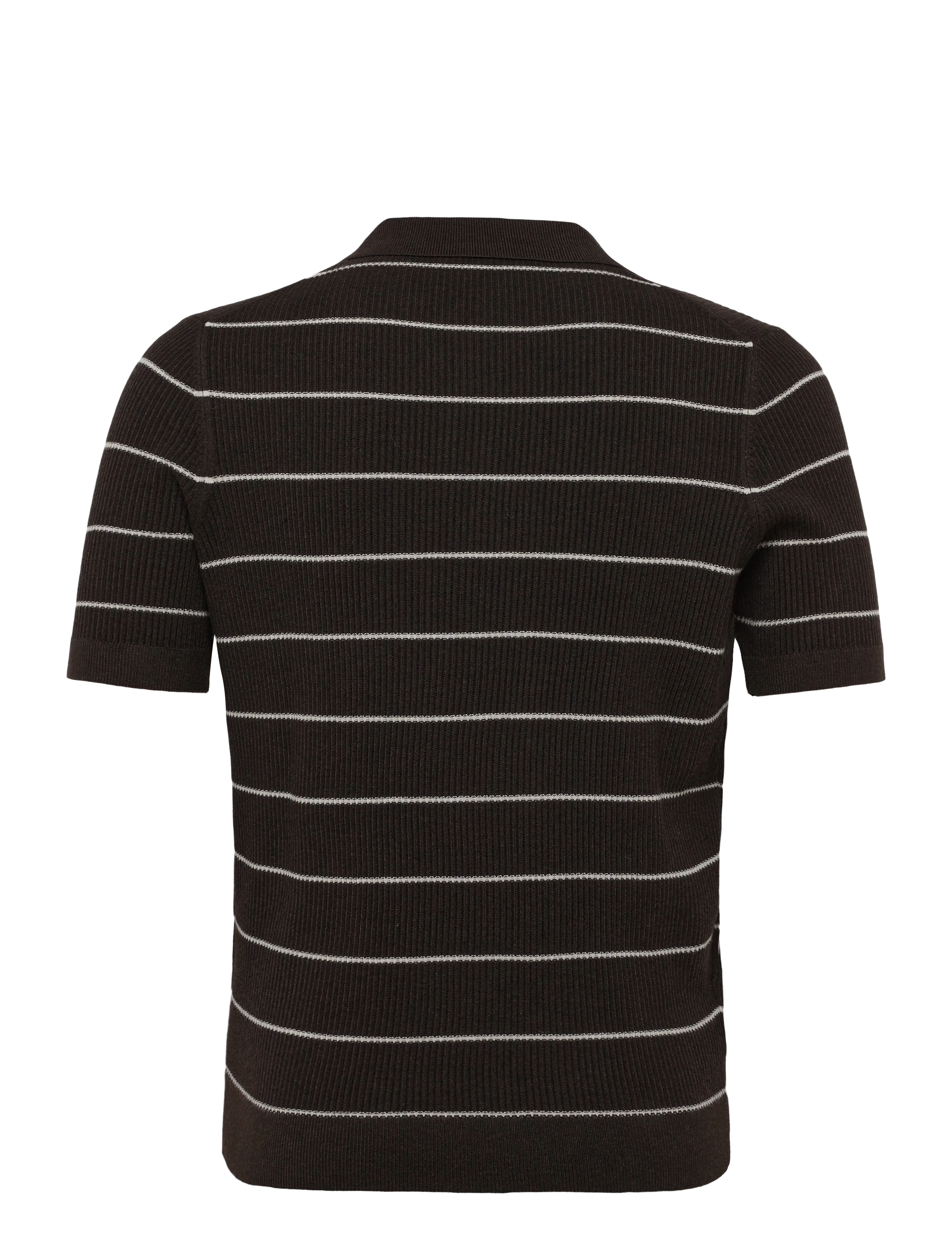 Mango - Rib-knit cotton-blend polo shirt - polostrik - dark brown - 2