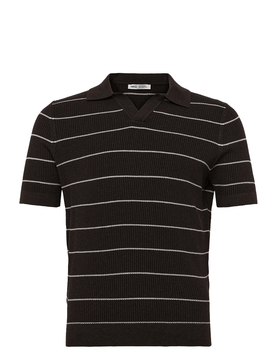 Mango - Rib-knit cotton-blend polo shirt - polostrik - dark green - 1
