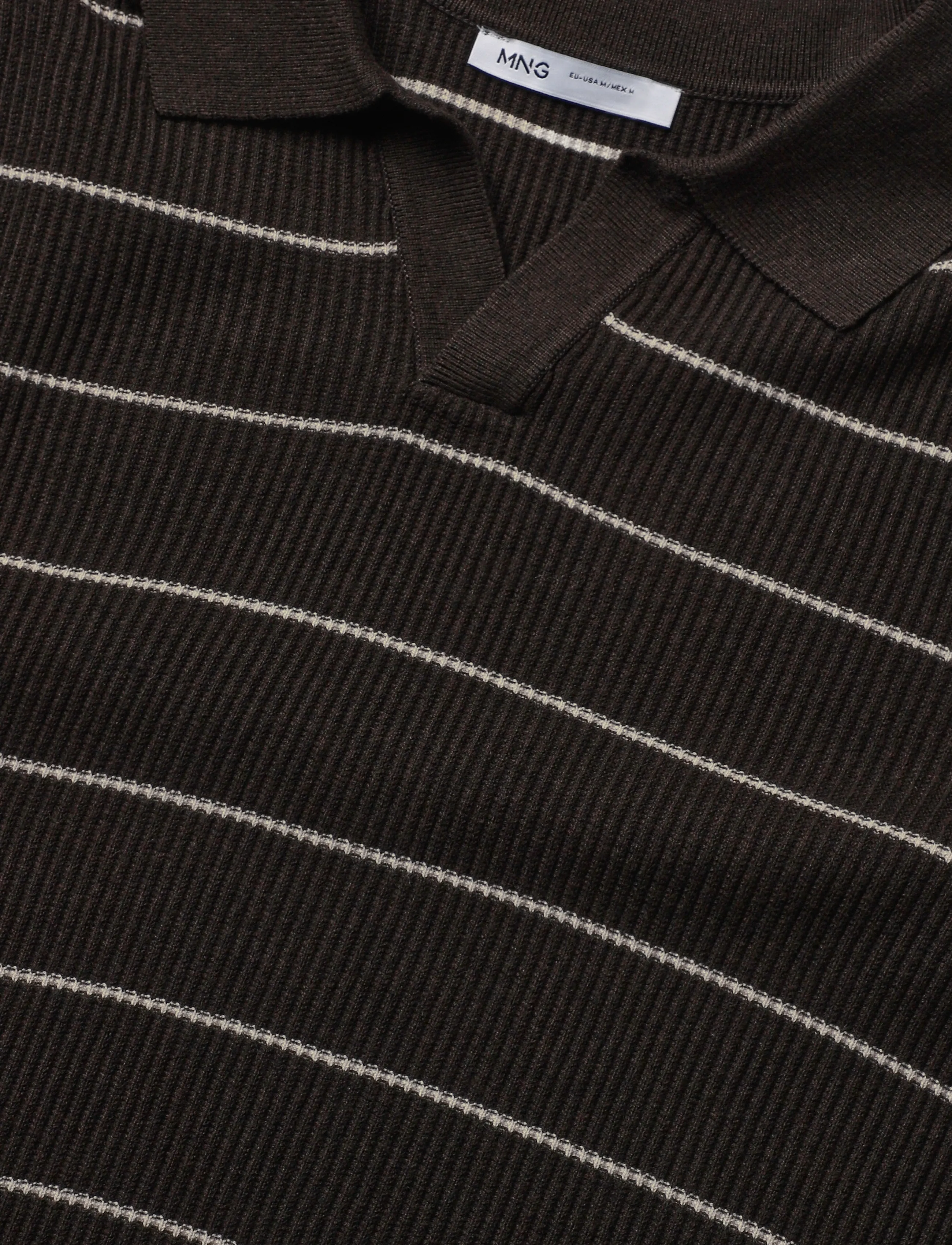 Mango - Rib-knit cotton-blend polo shirt - polostrik - dark green - 4
