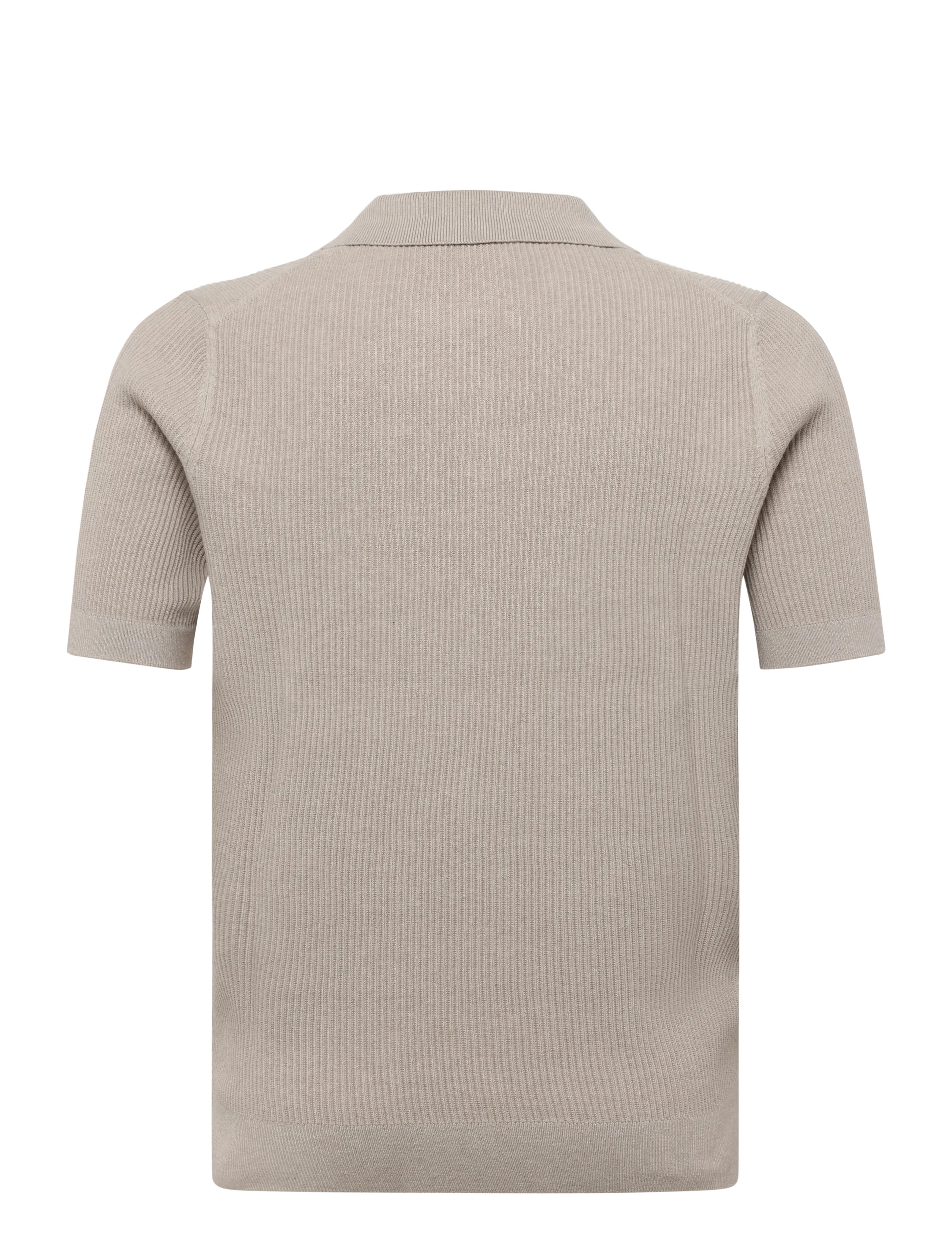 Mango - Rib-knit cotton-blend polo shirt - stickade pikéer - light beige - 2