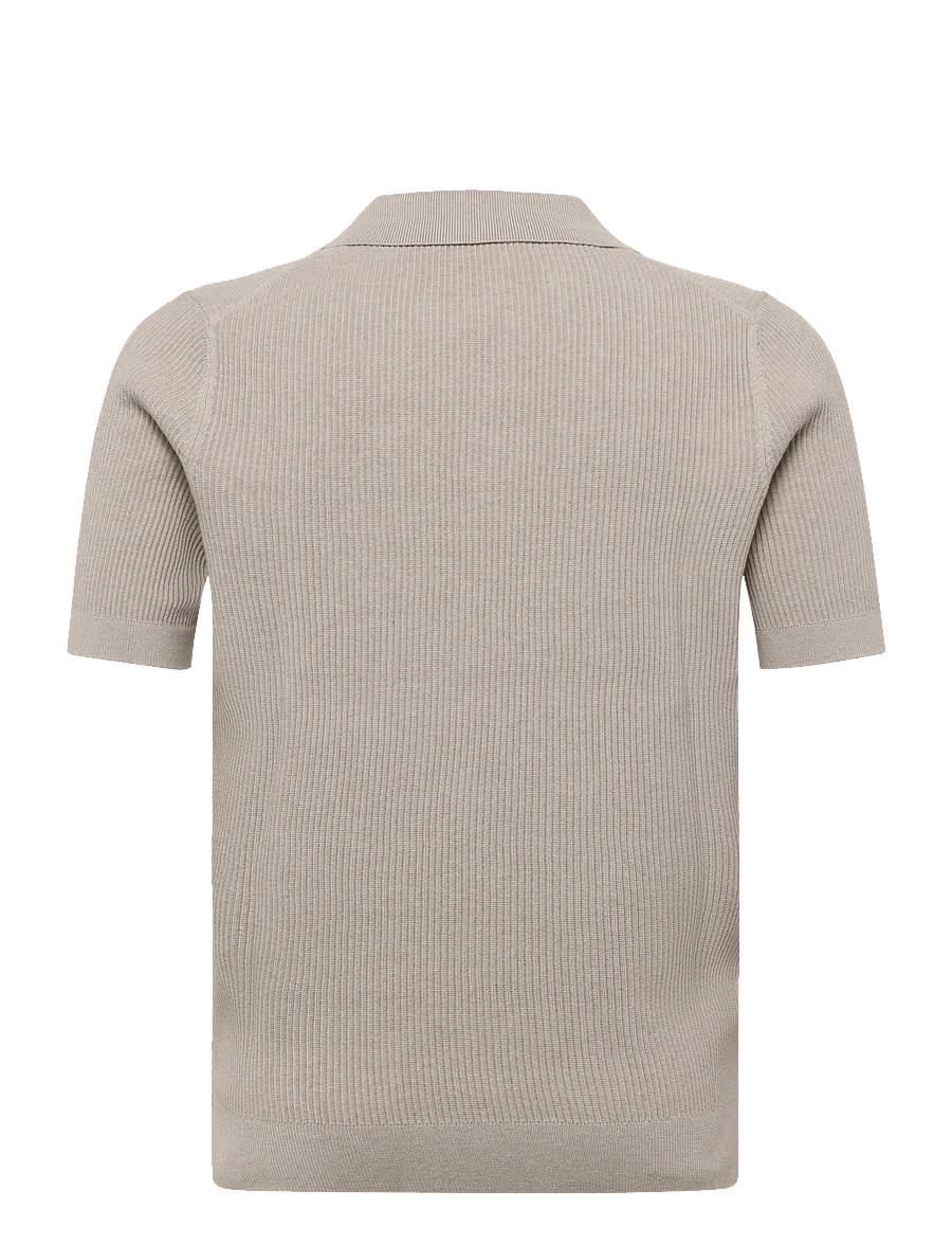 Mango - Rib-knit cotton-blend polo shirt - polostrik - light beige - 2