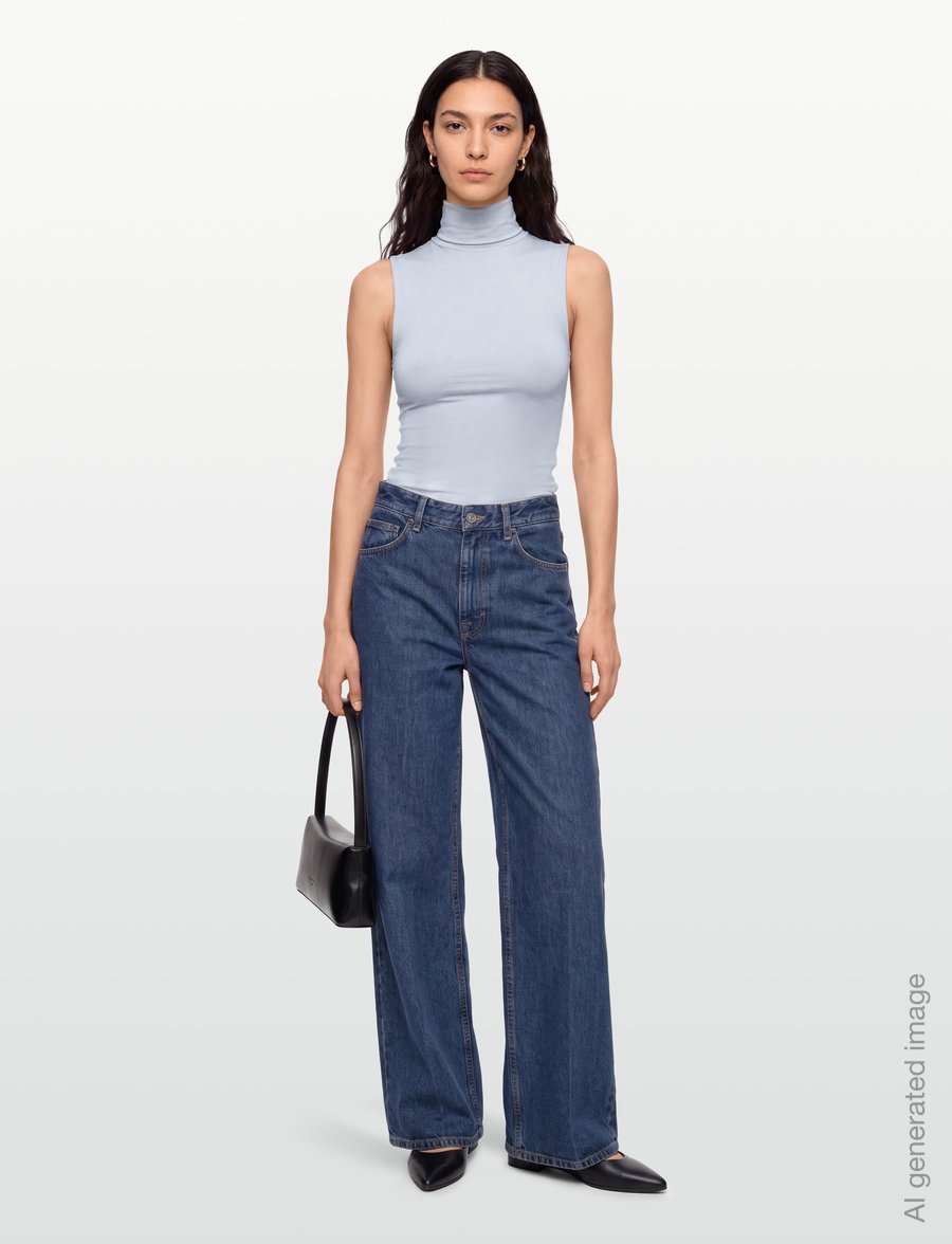 Mango - Sleeveless turtleneck top - polotröjor - lt-pastel blue - 0