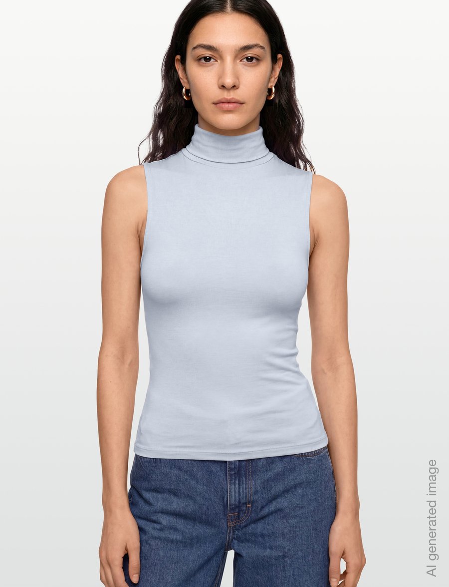 Mango - Sleeveless turtleneck top - polotröjor - lt-pastel blue - 3