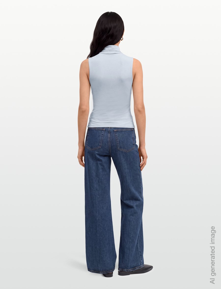 Mango - Sleeveless turtleneck top - polotröjor - lt-pastel blue - 4