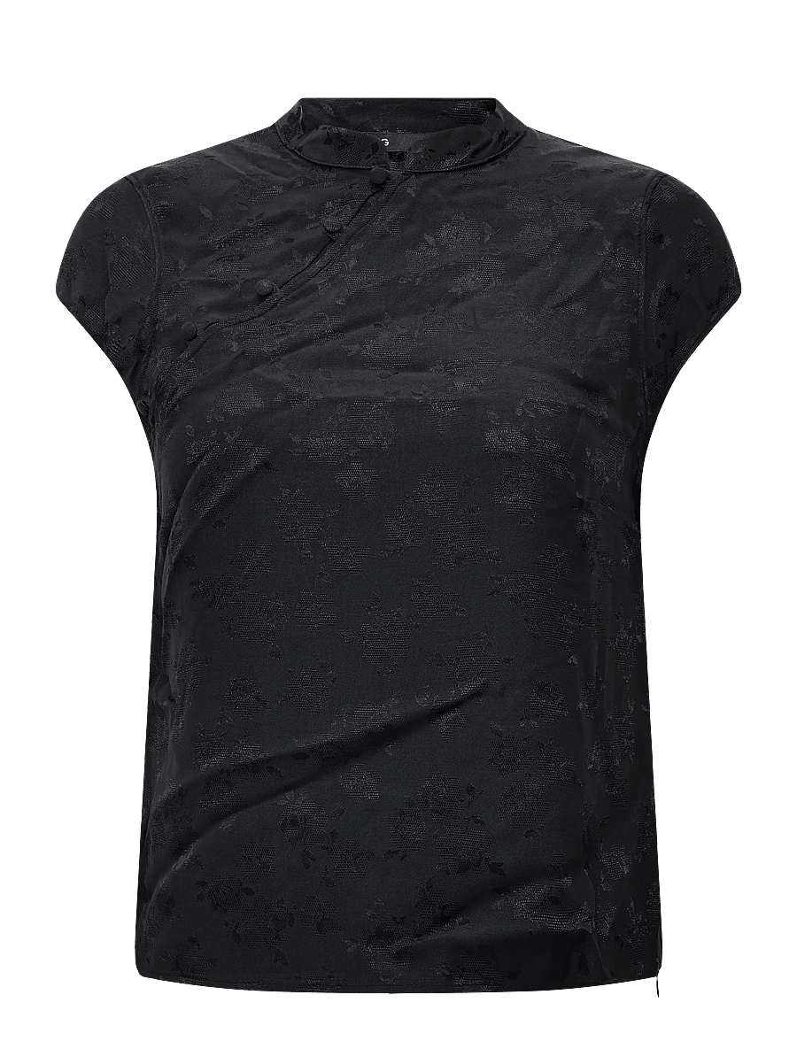 Mango - Jacquard top with strap neck - kortærmede bluser - charcoal - 0