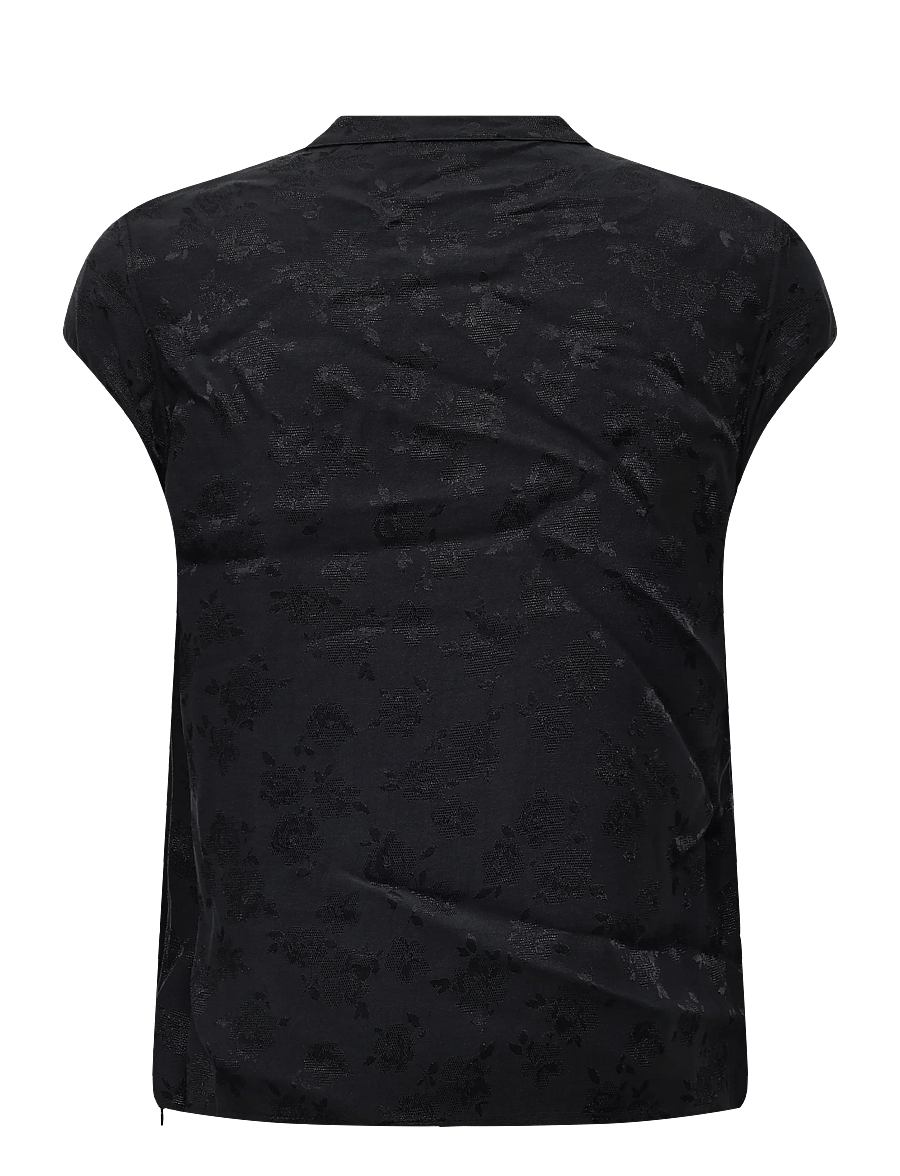 Mango - Jacquard top with strap neck - kortærmede bluser - charcoal - 1