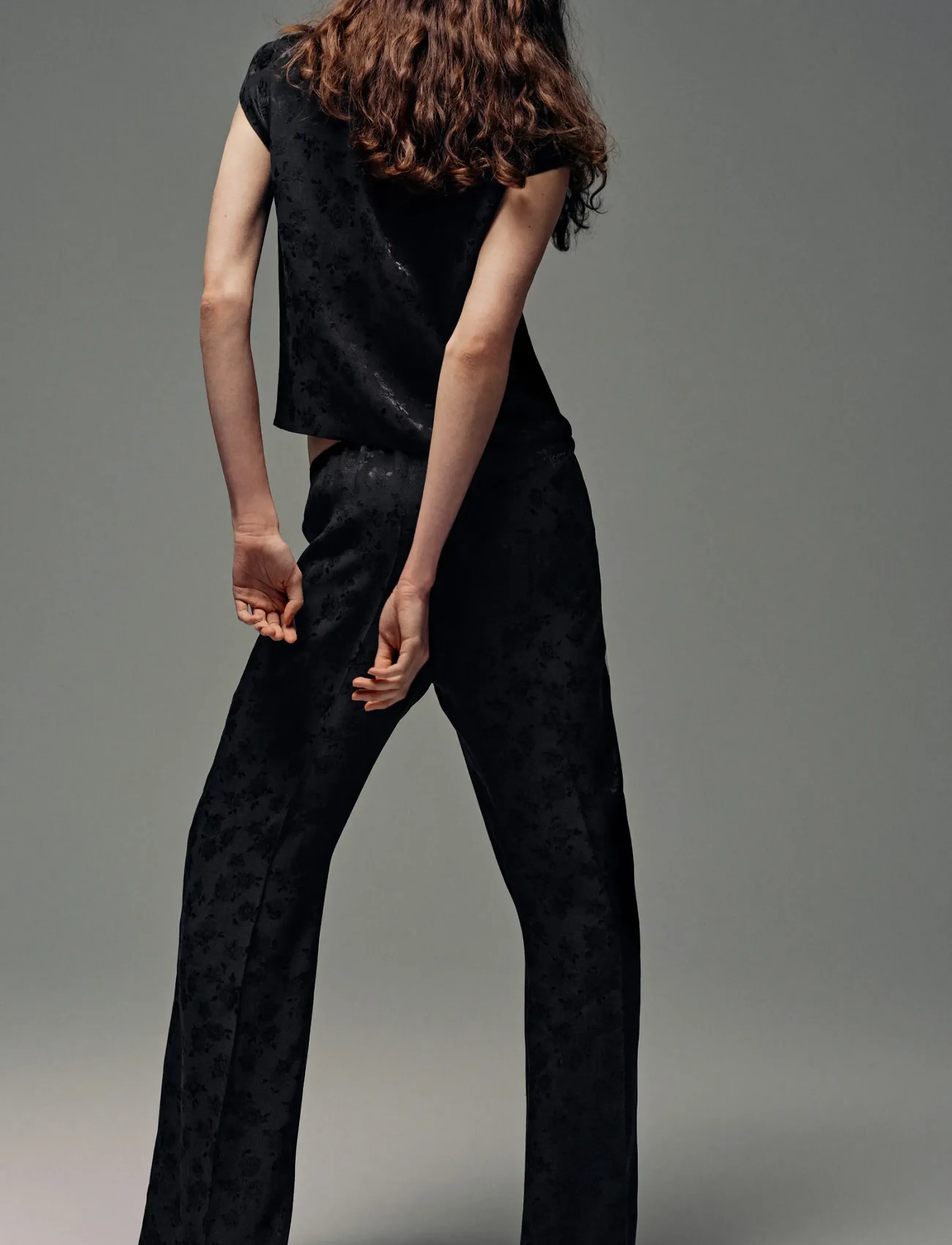 Mango - Jacquard top with strap neck - kortärmade blusar - charcoal - 3