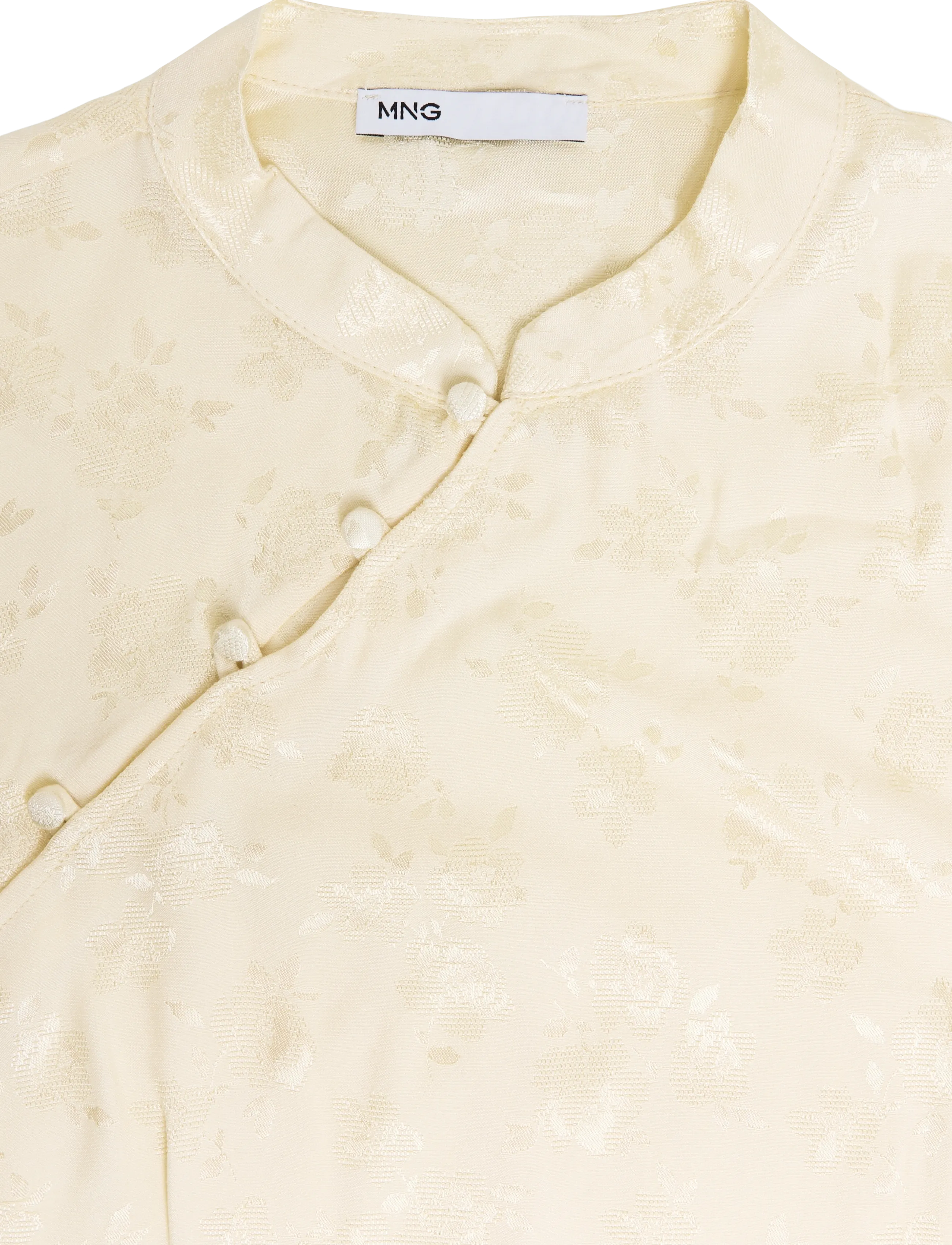 Mango - Jacquard top with strap neck - kortærmede bluser - light beige - 4