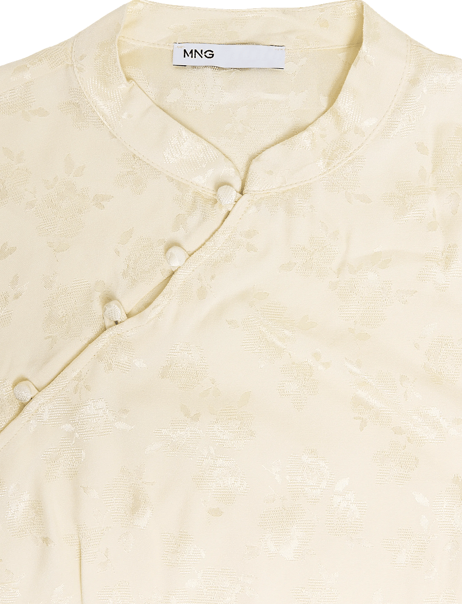 Mango - Jacquard top with strap neck - kortærmede bluser - light beige - 4