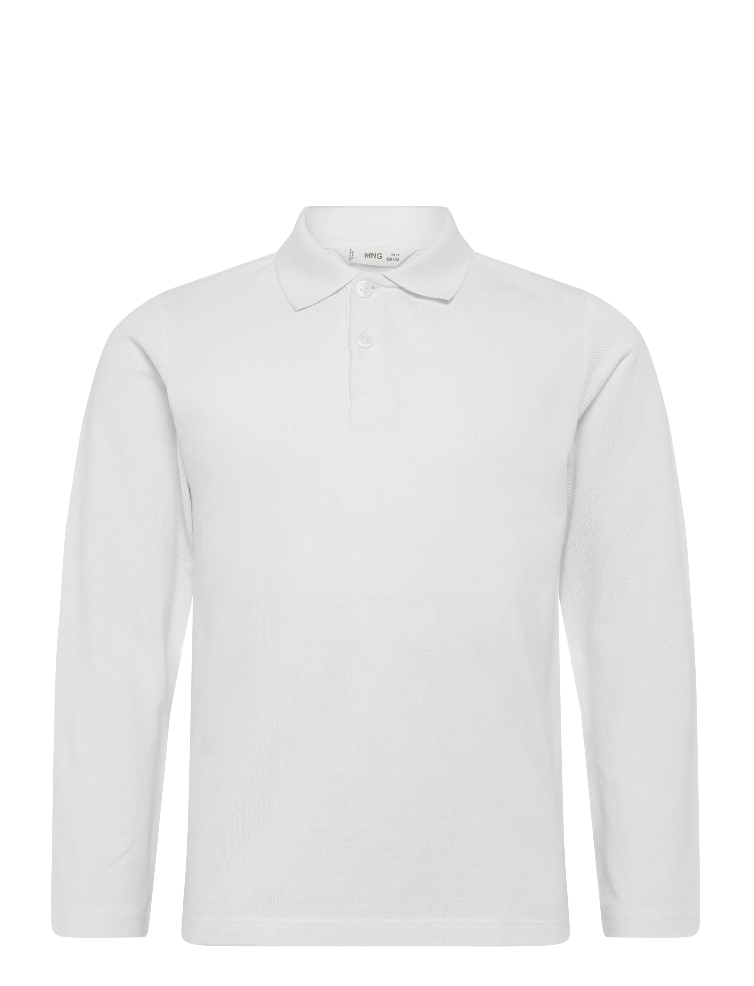Mango Long Sleeves Cotton Polo, 13-14, Polo Shirts, Weiß - Long-sleeved Kinder