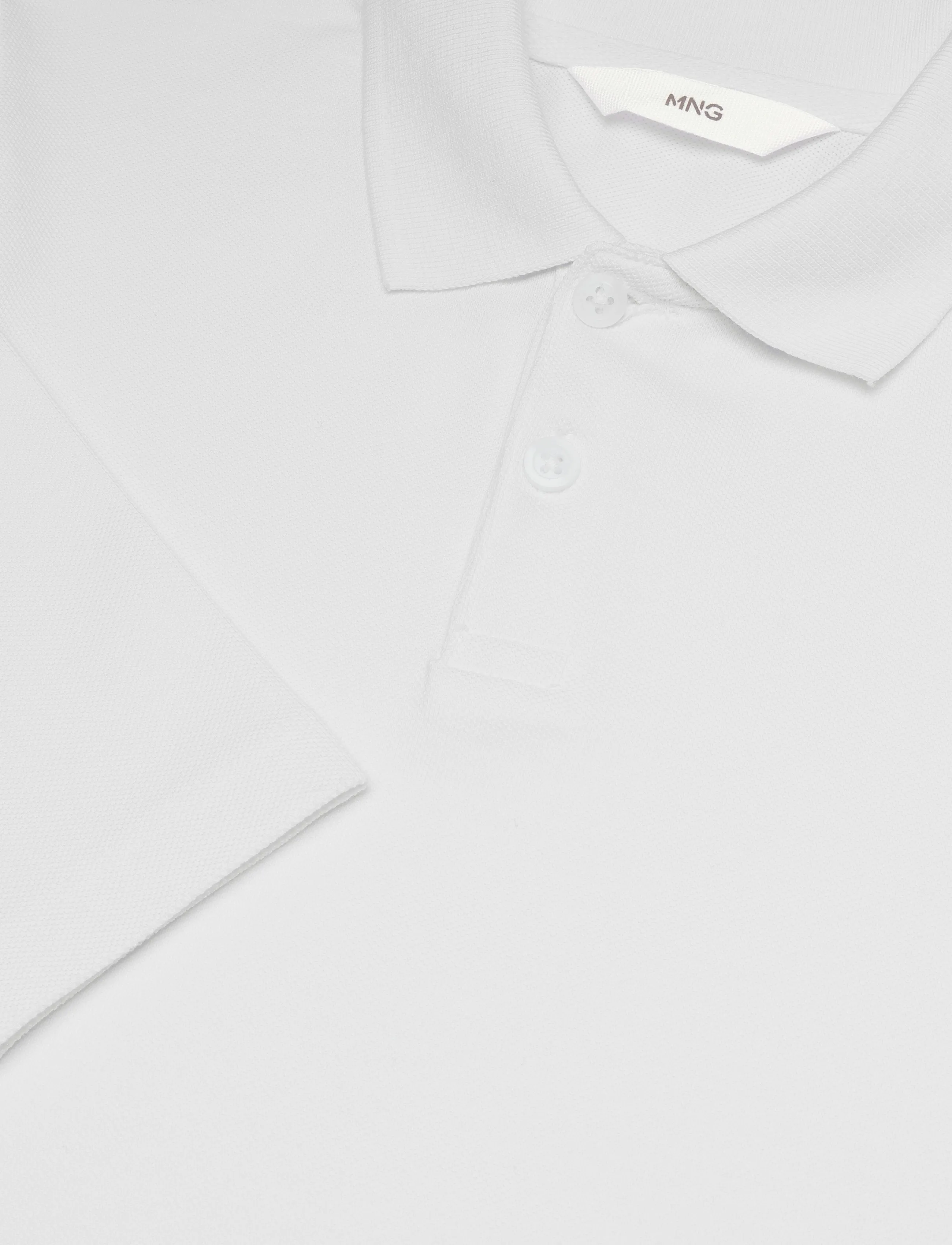 Mango - Long sleeves cotton polo - långärmade pikéer - white - 2