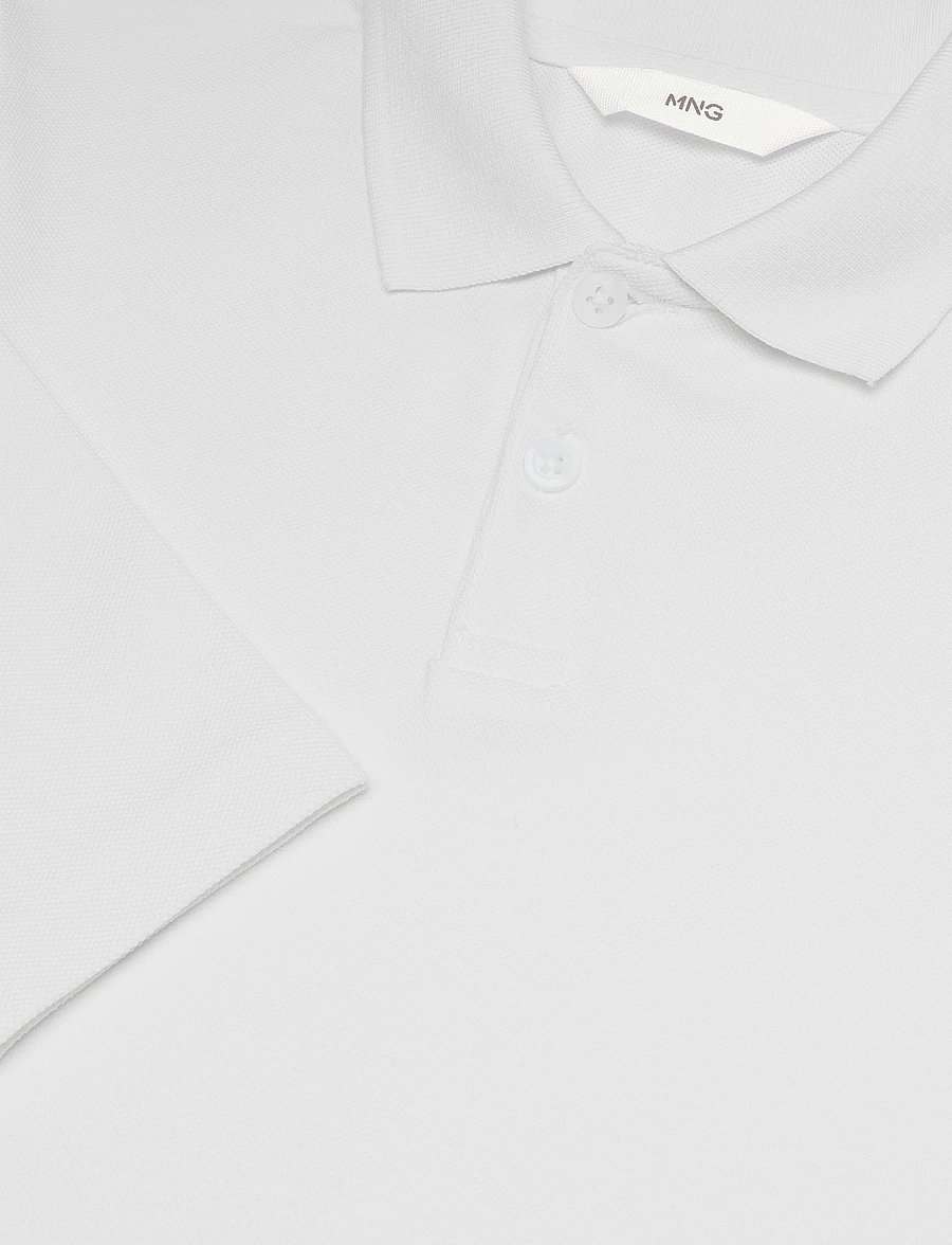 Mango - Long sleeves cotton polo - långärmade pikéer - white - 2