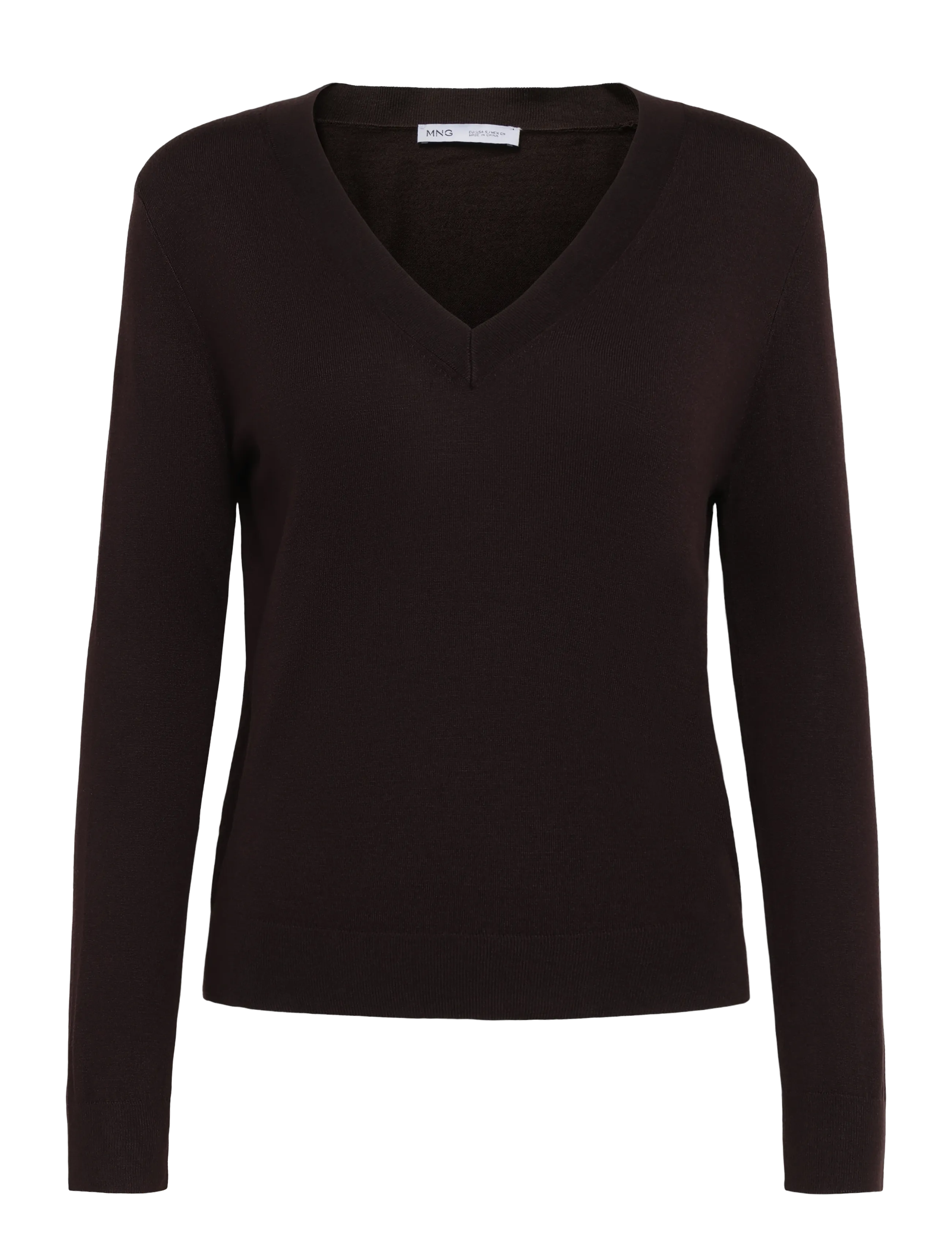 Mango V-neck knit sweater - Striktrøjer - DARK BROWN / brown