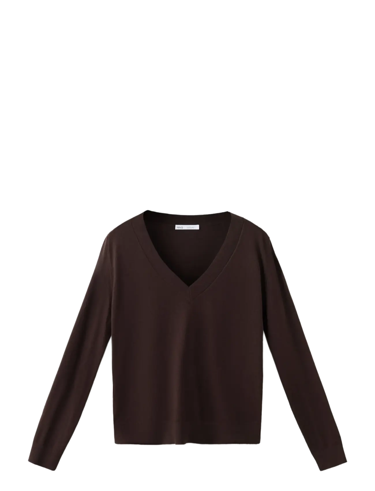 Mango V-neck knit sweater - Neulepuserot - DARK BROWN / brown