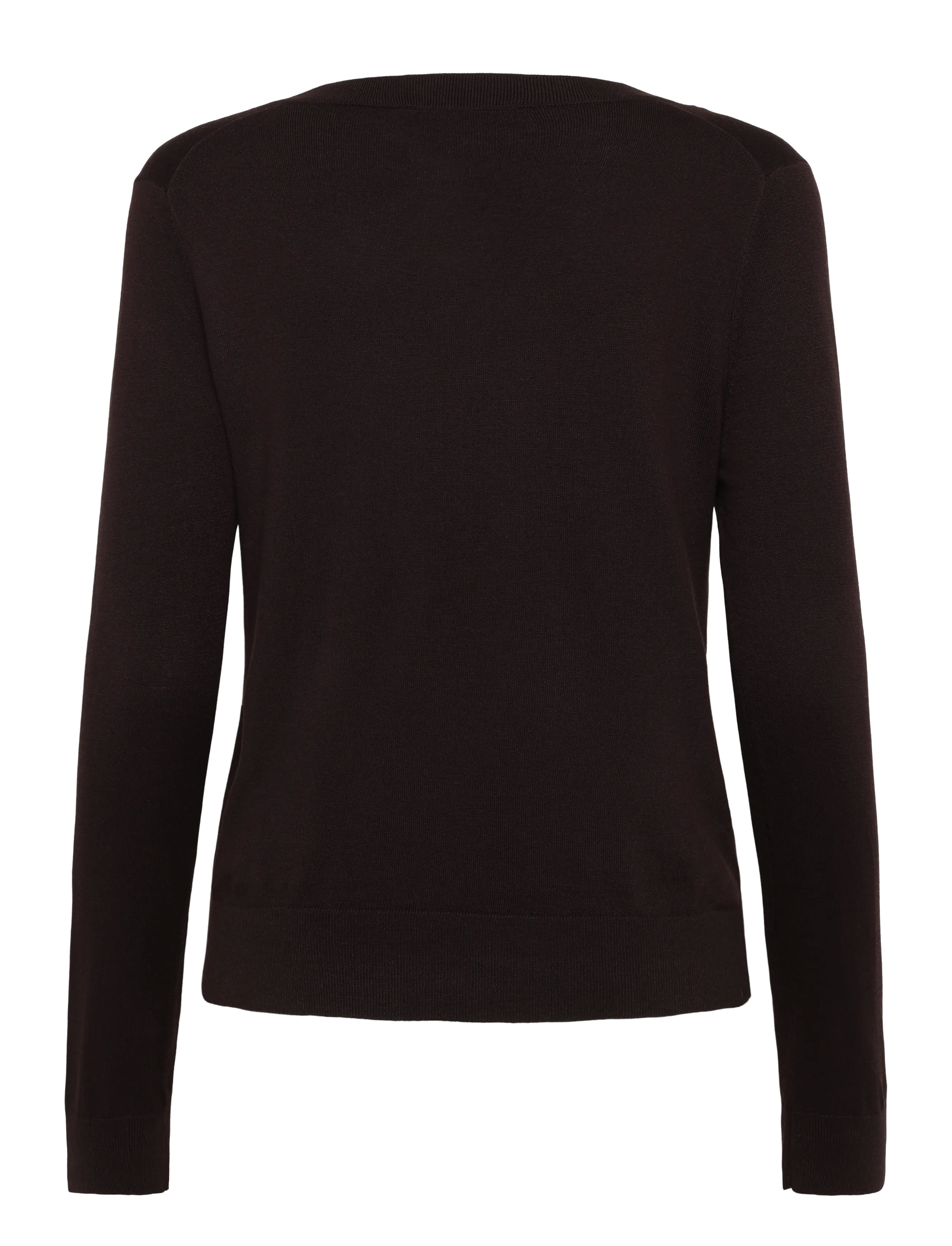Mango - V-neck knit sweater - stickade tröjor - dark brown - 2