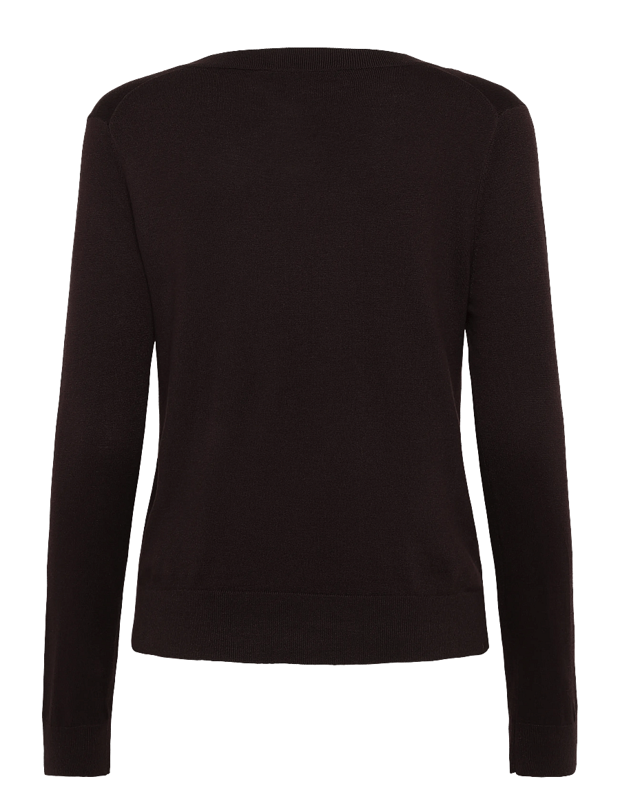 Mango - V-neck knit sweater - stickade tröjor - dark brown - 2