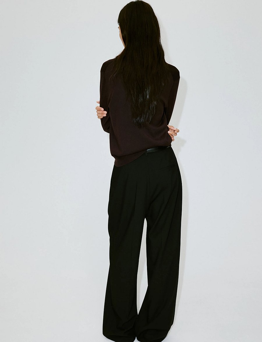 Mango - V-neck knit sweater - striktrøjer - dark brown - 2