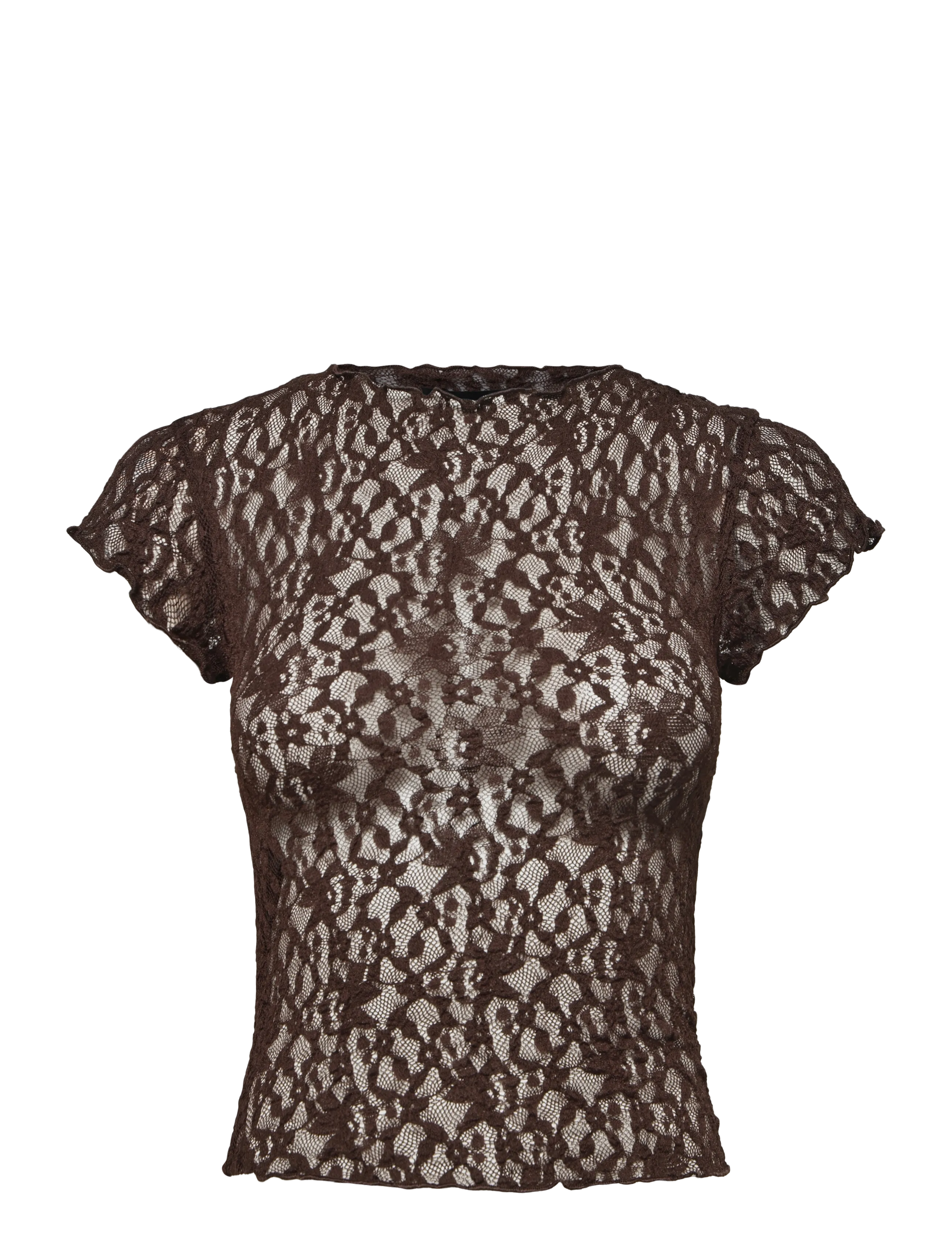 Mango Lace T-shirt - Streetstyle - BROWN / brown