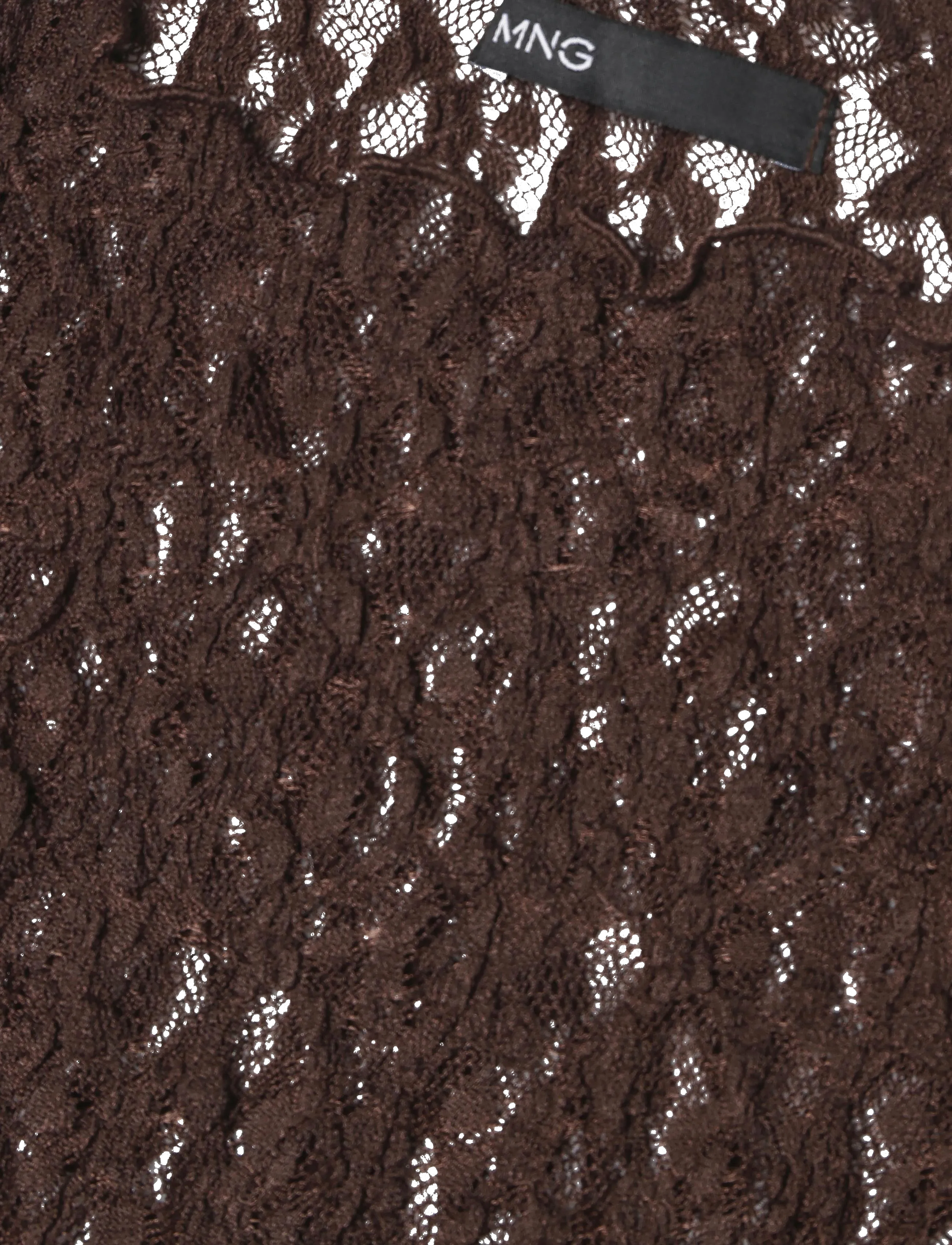 Mango - Lace T-shirt - t-shirts - brown - 2